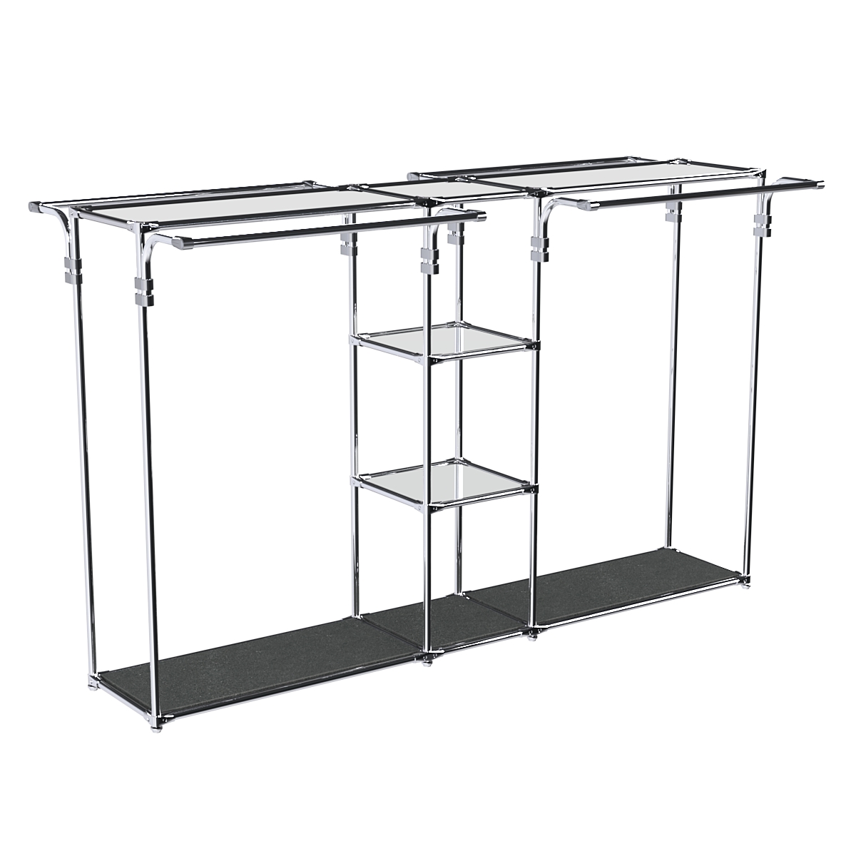 Хромированный стенд-вешало TD-50 №1-4 Хром с полками Зеркало 4мм Антрацит