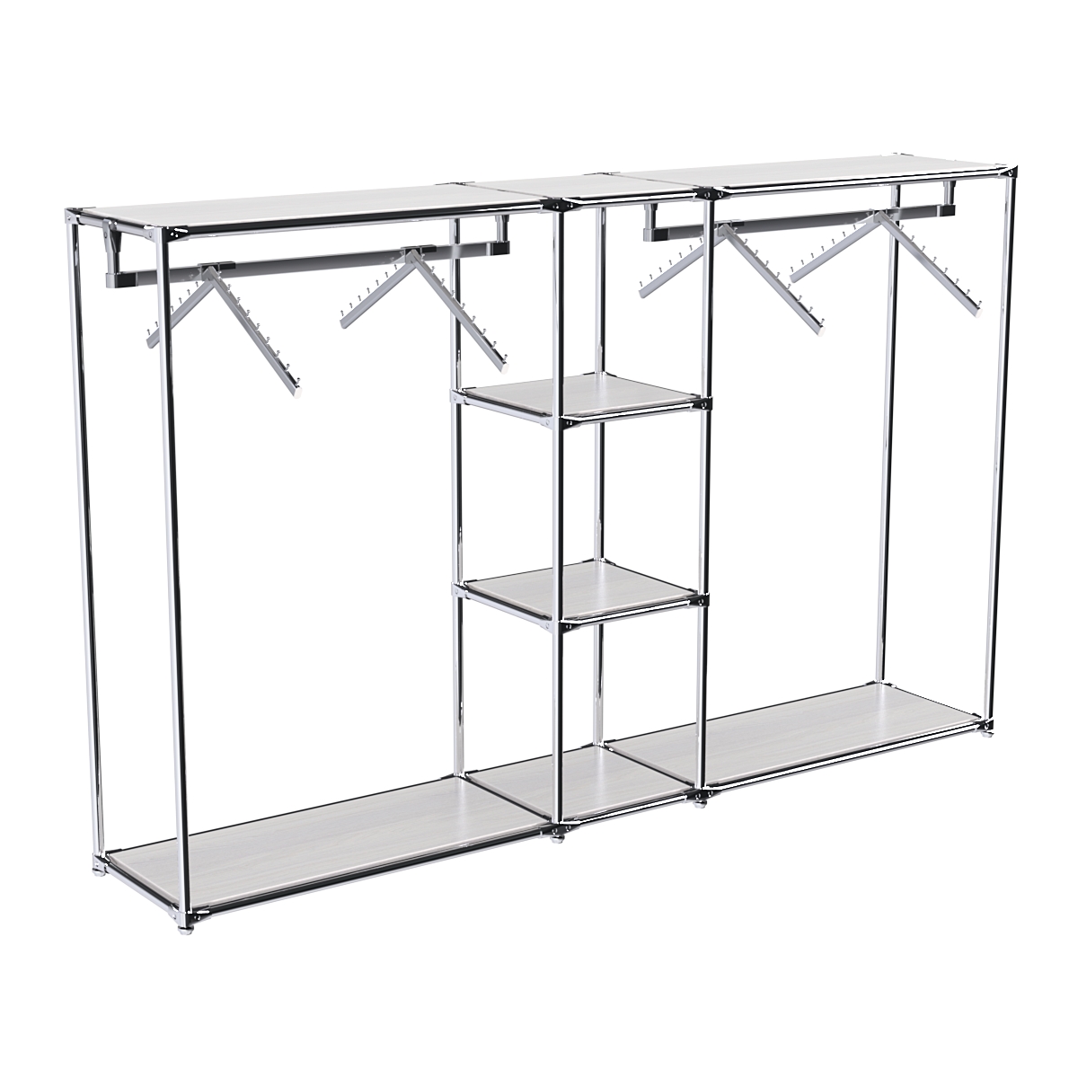 Хромированный стенд-вешало TD-51 №1-3 Хром с полками ДСП 16мм Ясень Анкор светлый - U31104