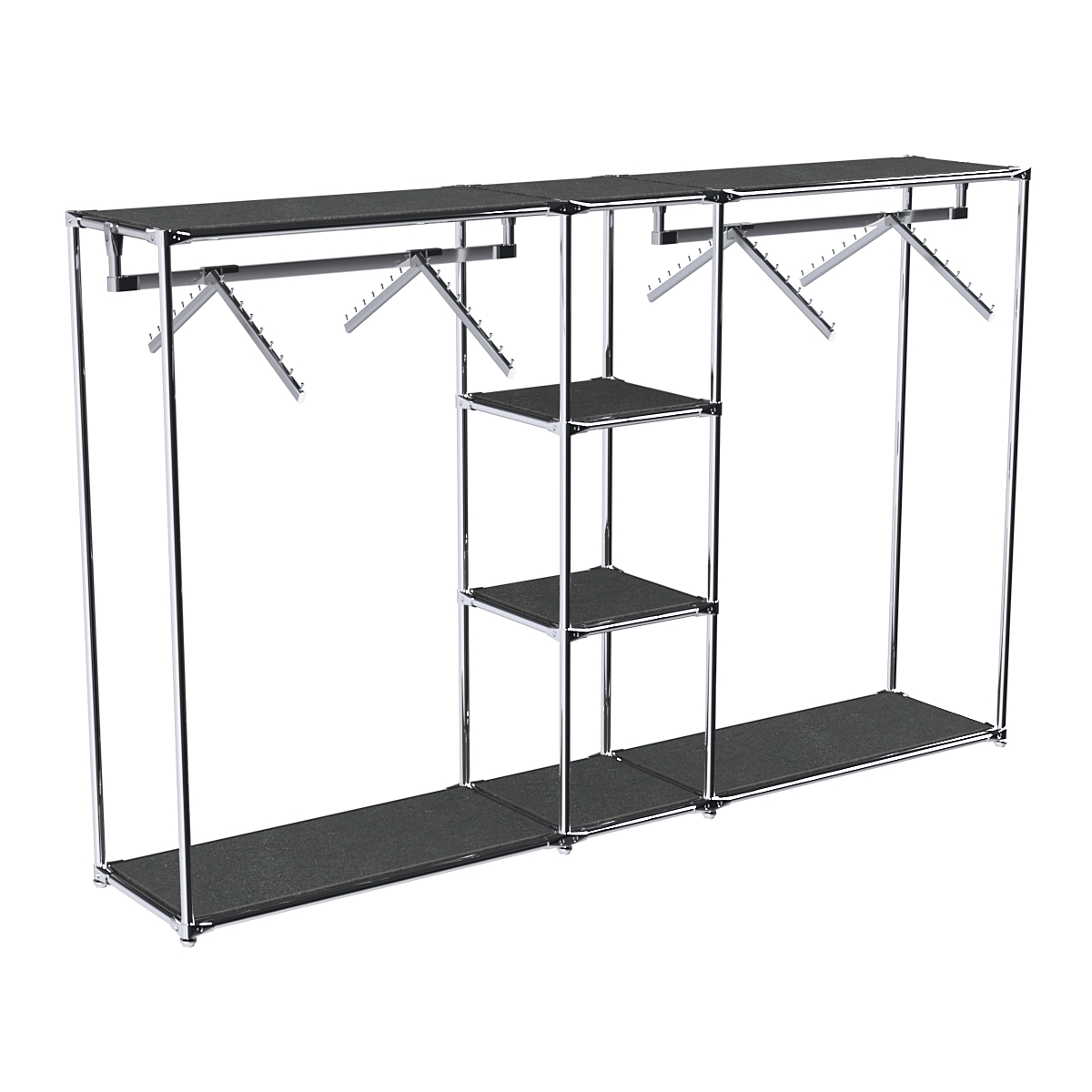 Хромированный стенд-вешало TD-51 №1-3 Хром с полками ДСП 16мм Антрацит