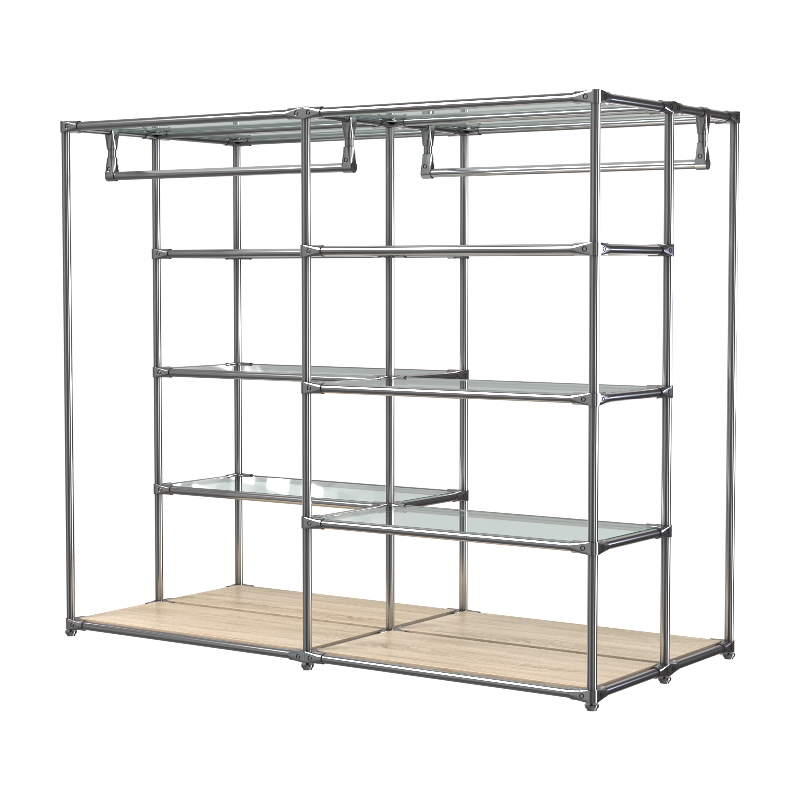 Хромированное вешало ПЛАТФОРМА №1-1 с полками стекло 6мм Дуб Сонома