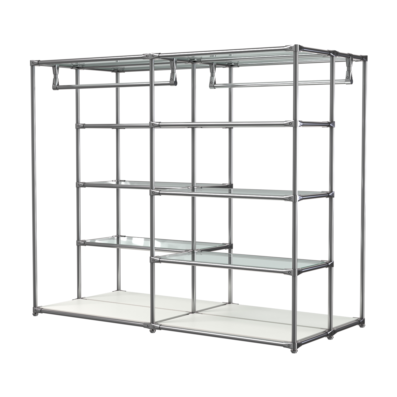 Хромированное вешало ПЛАТФОРМА №1-1 с полками стекло 6мм Белый