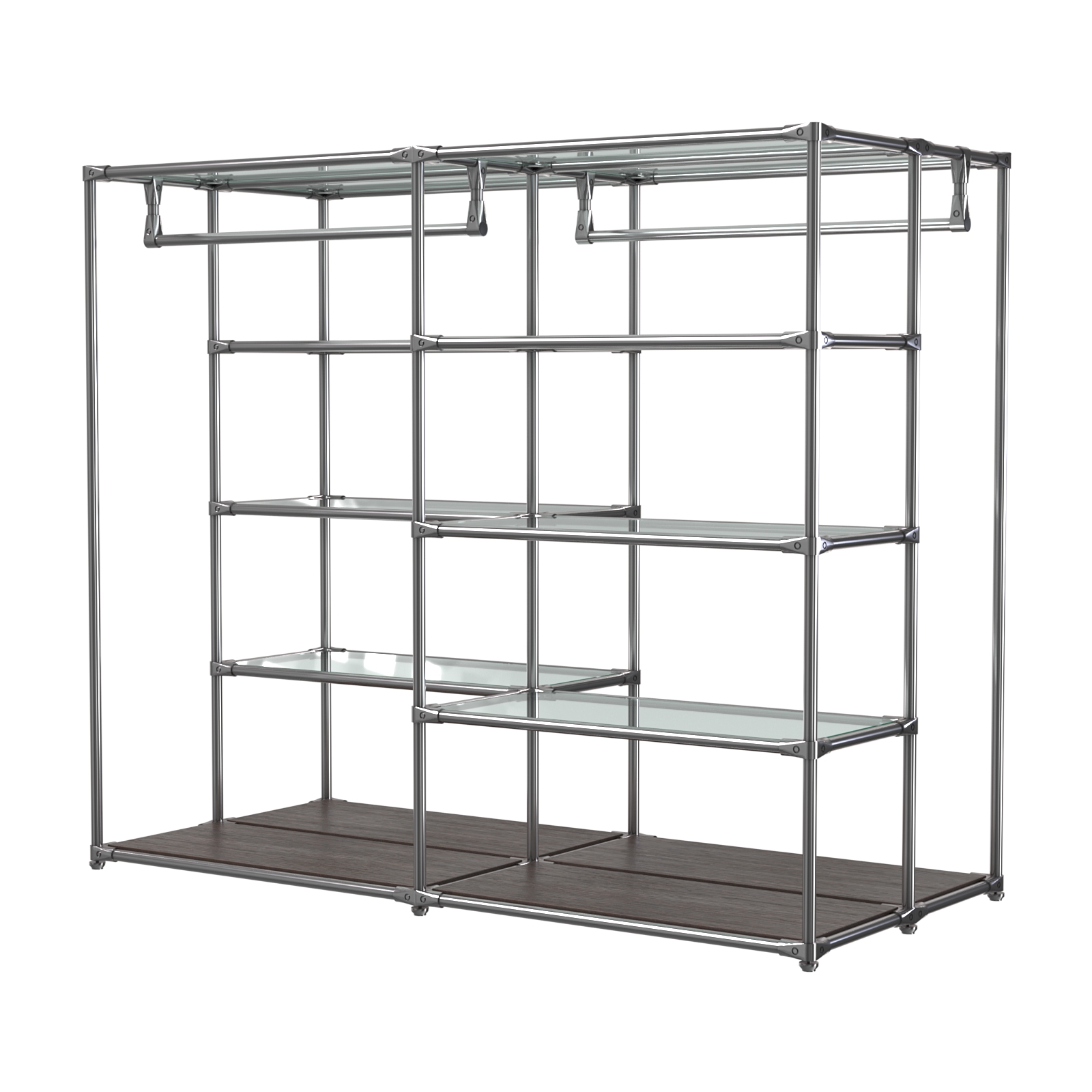 Хромированное вешало ПЛАТФОРМА №1-1 с полками стекло 6мм Дуб Венге