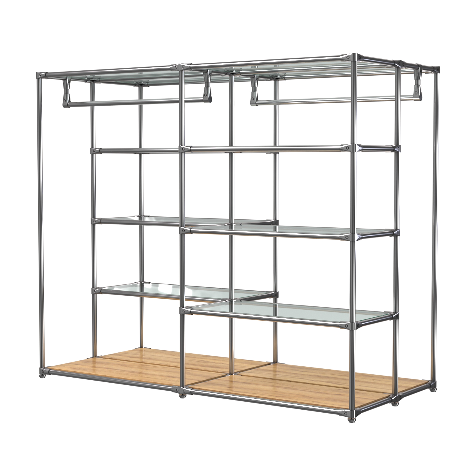 Хромированное вешало ПЛАТФОРМА №1-1 с полками стекло 6мм Дуб Золотистый