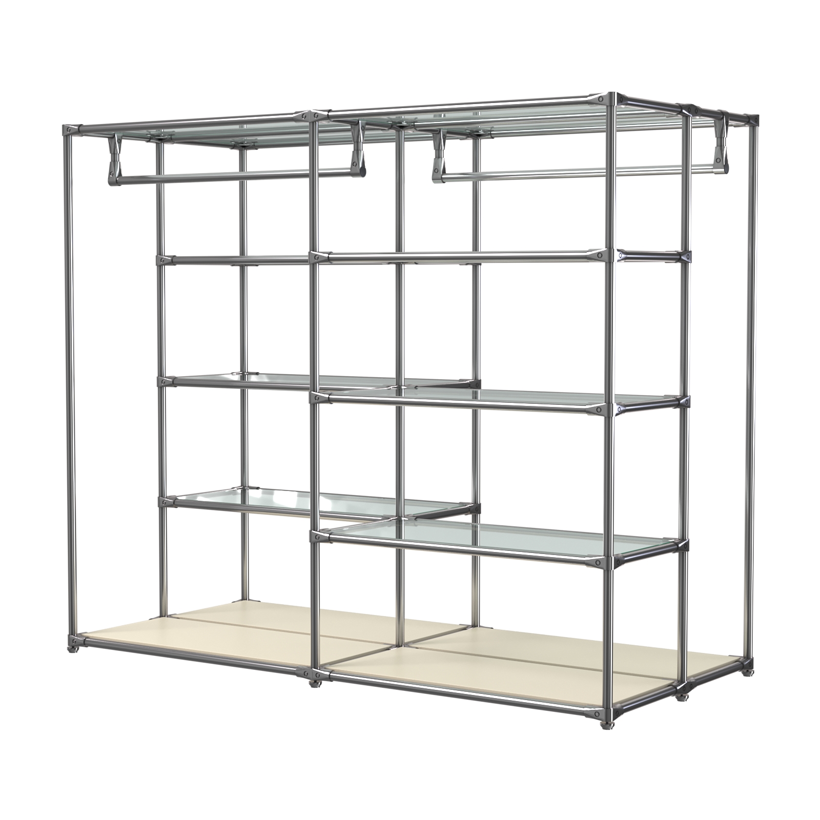 Хромированное вешало ПЛАТФОРМА №1-1 с полками стекло 6мм Крем Вайс