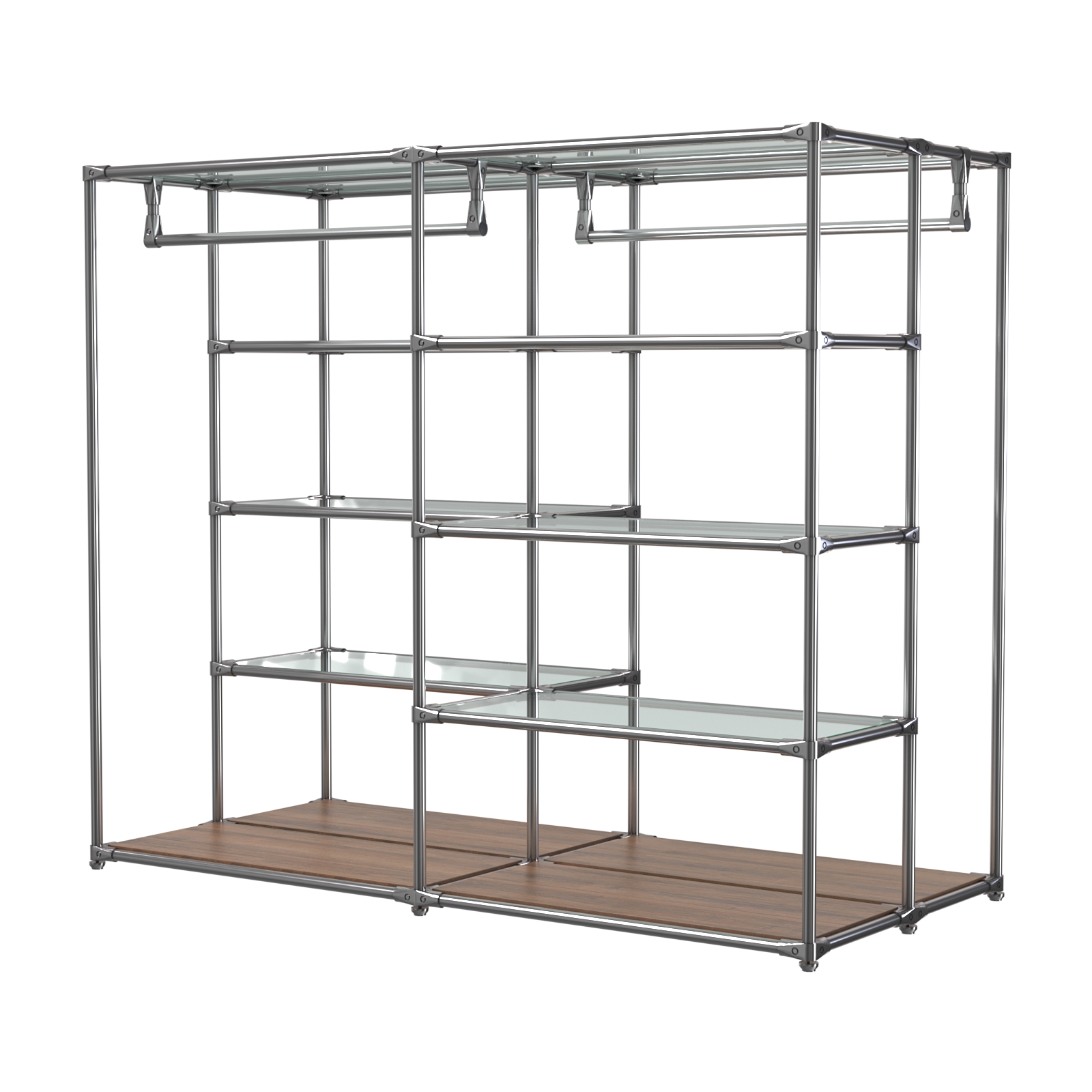 Хромированное вешало ПЛАТФОРМА №1-1 с полками стекло 6мм Орех