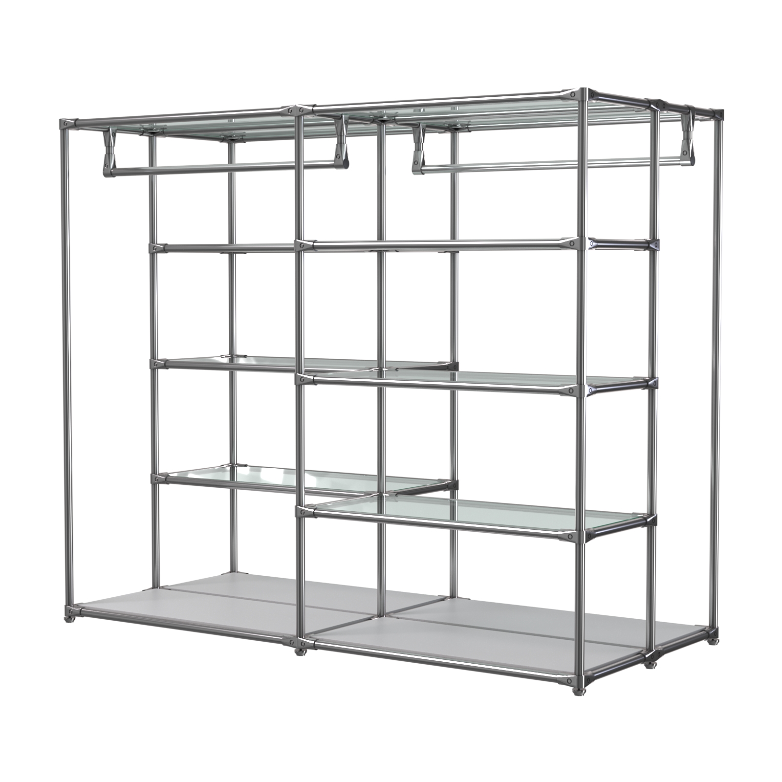 Хромированное вешало ПЛАТФОРМА №1-1 с полками стекло 6мм Серый