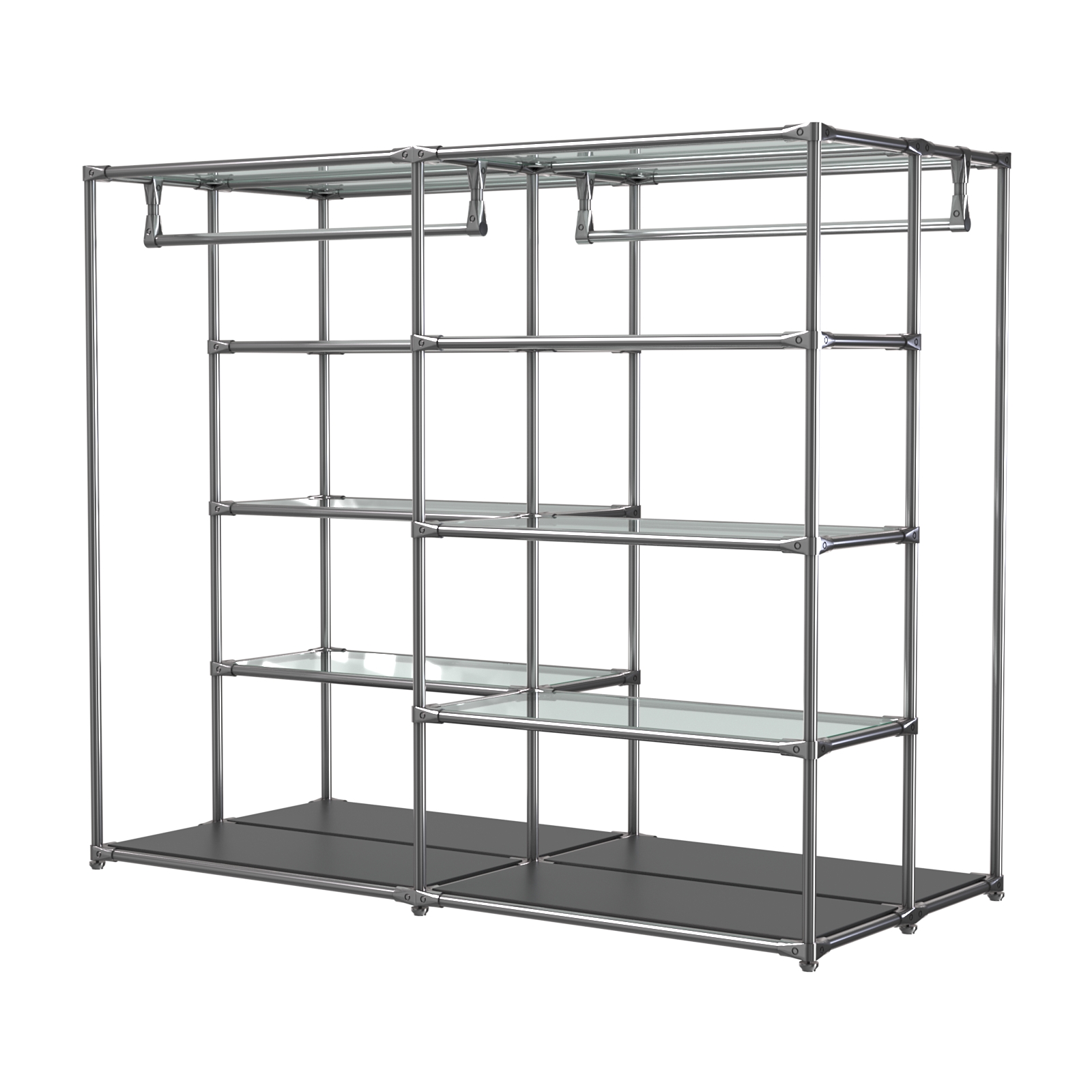 Хромированное вешало ПЛАТФОРМА №1-1 с полками стекло 6мм Черный