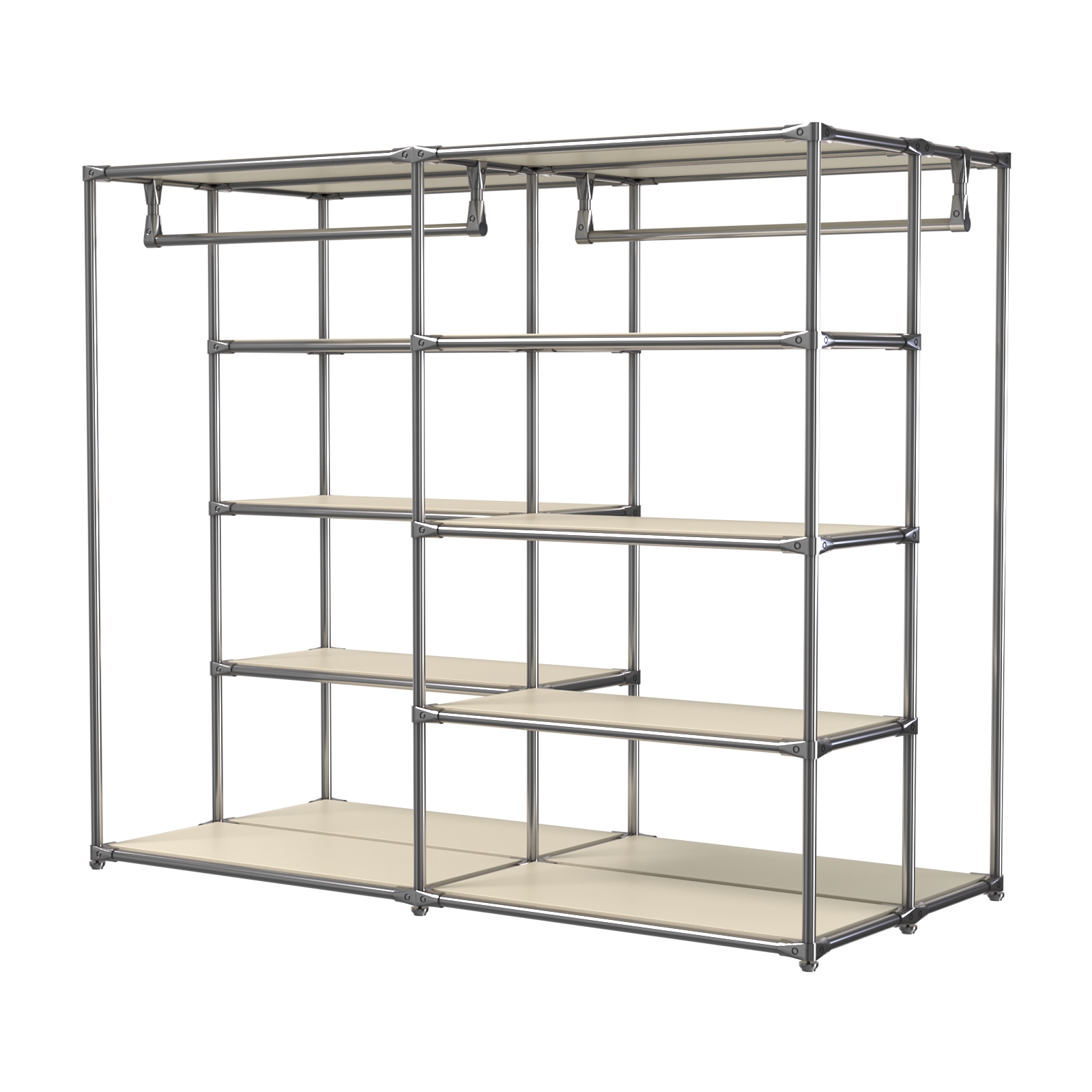 Хромированное вешало ПЛАТФОРМА №1-3 с полками ДСП 16мм Крем Вайс