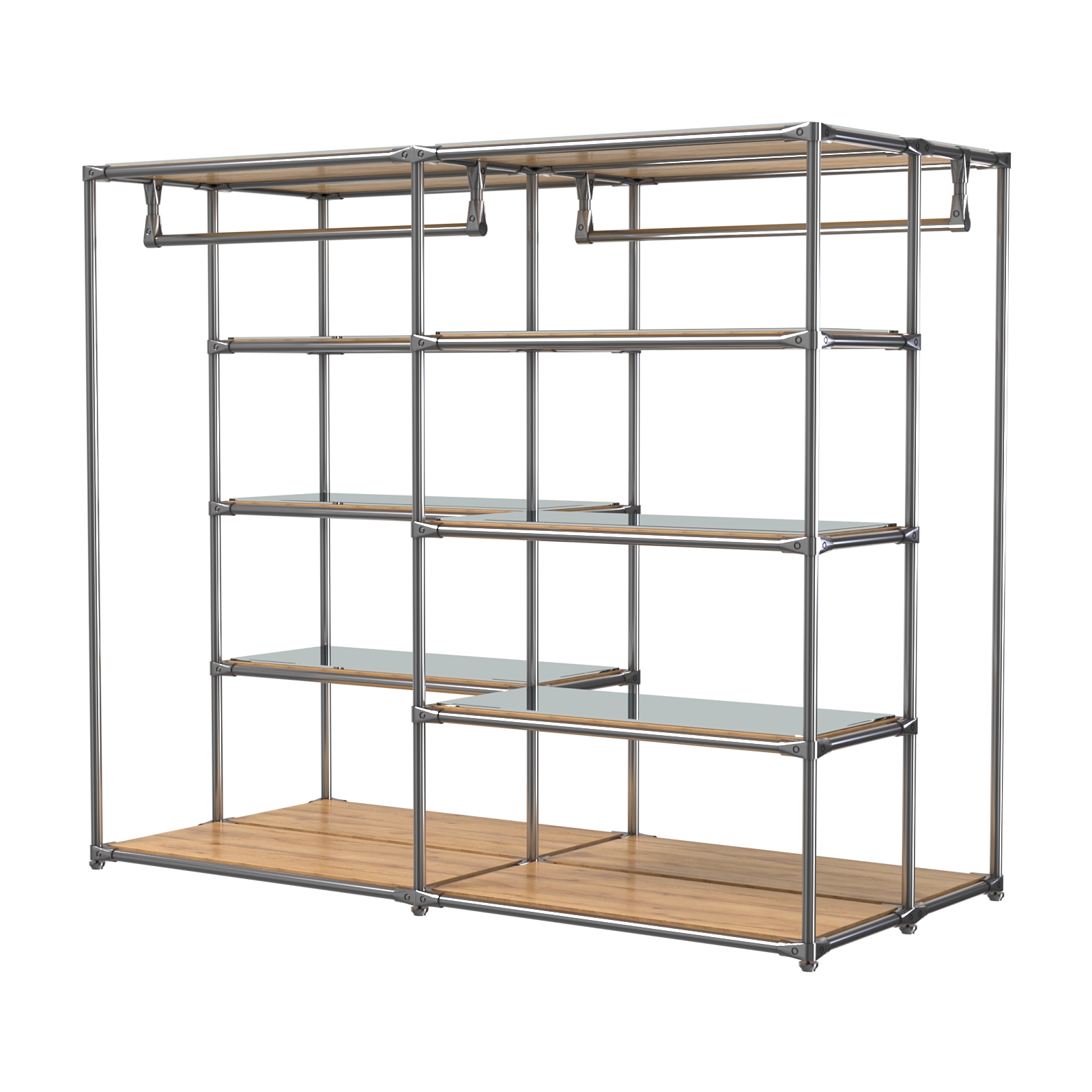 Хромированное вешало ПЛАТФОРМА №1-4 с зеркальными полками 4мм Дуб Золотистый