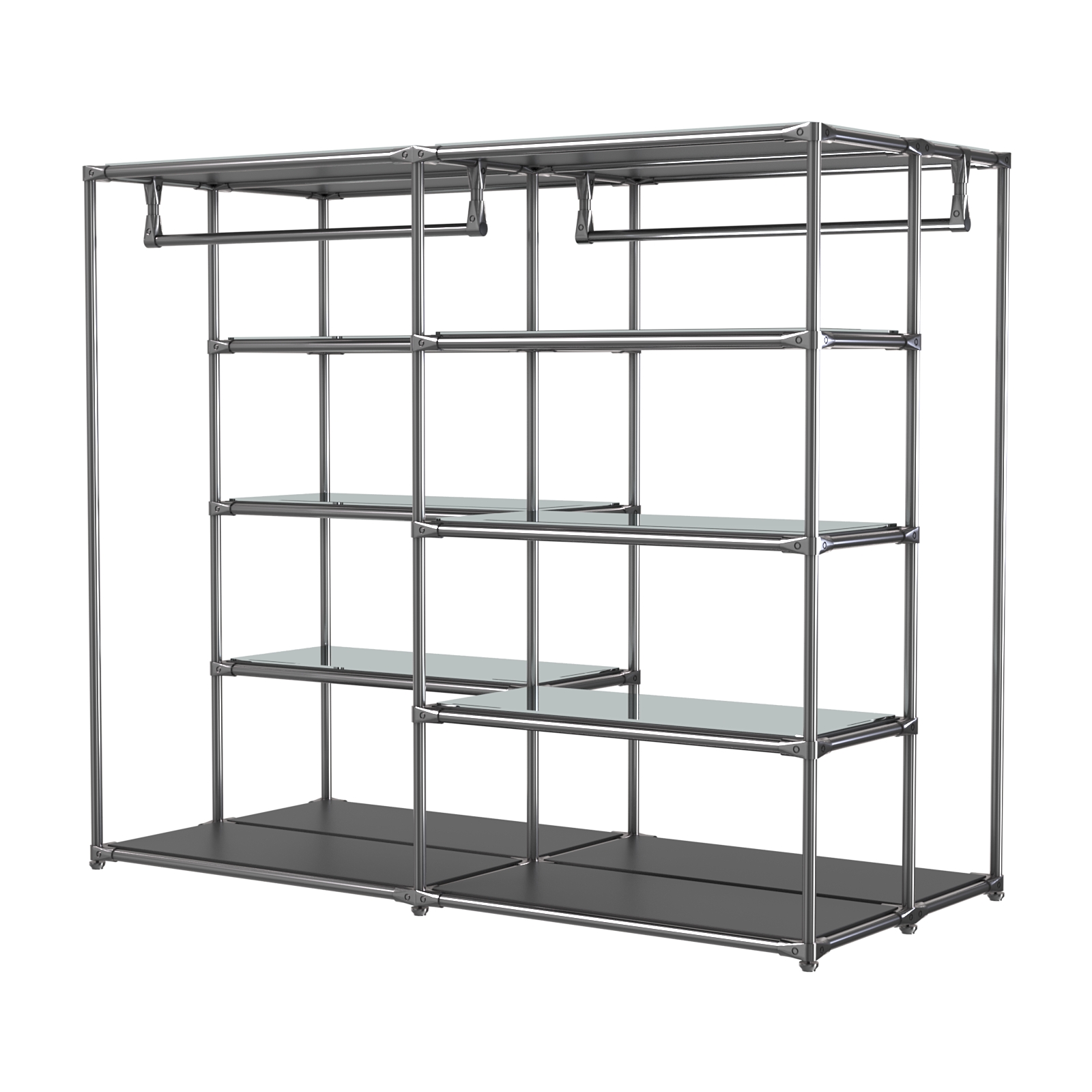 Хромированное вешало ПЛАТФОРМА №1-4 с зеркальными полками 4мм Черный