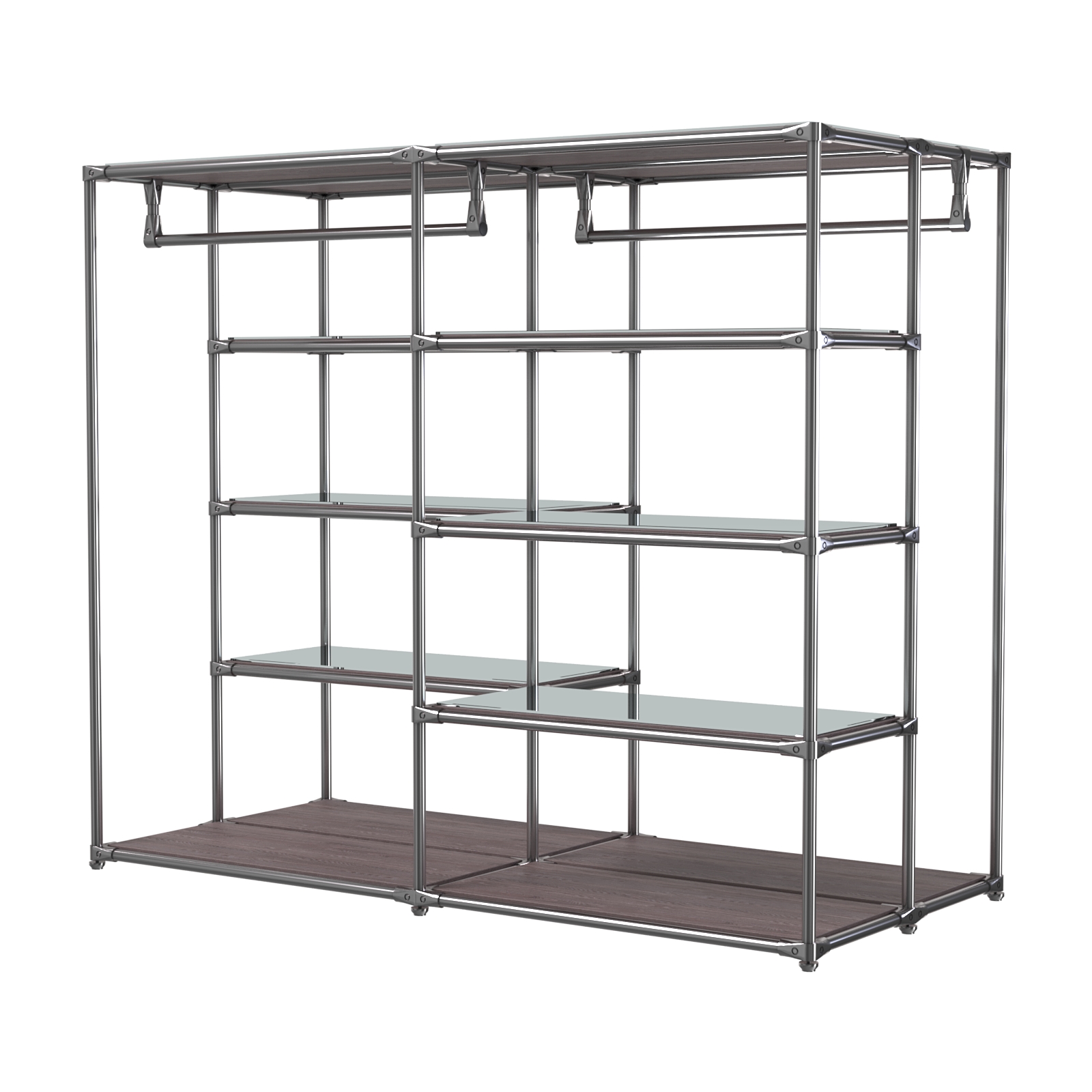 Хромированное вешало ПЛАТФОРМА №1-4 с зеркальными полками 4мм Ясень Анкор темный - U31105