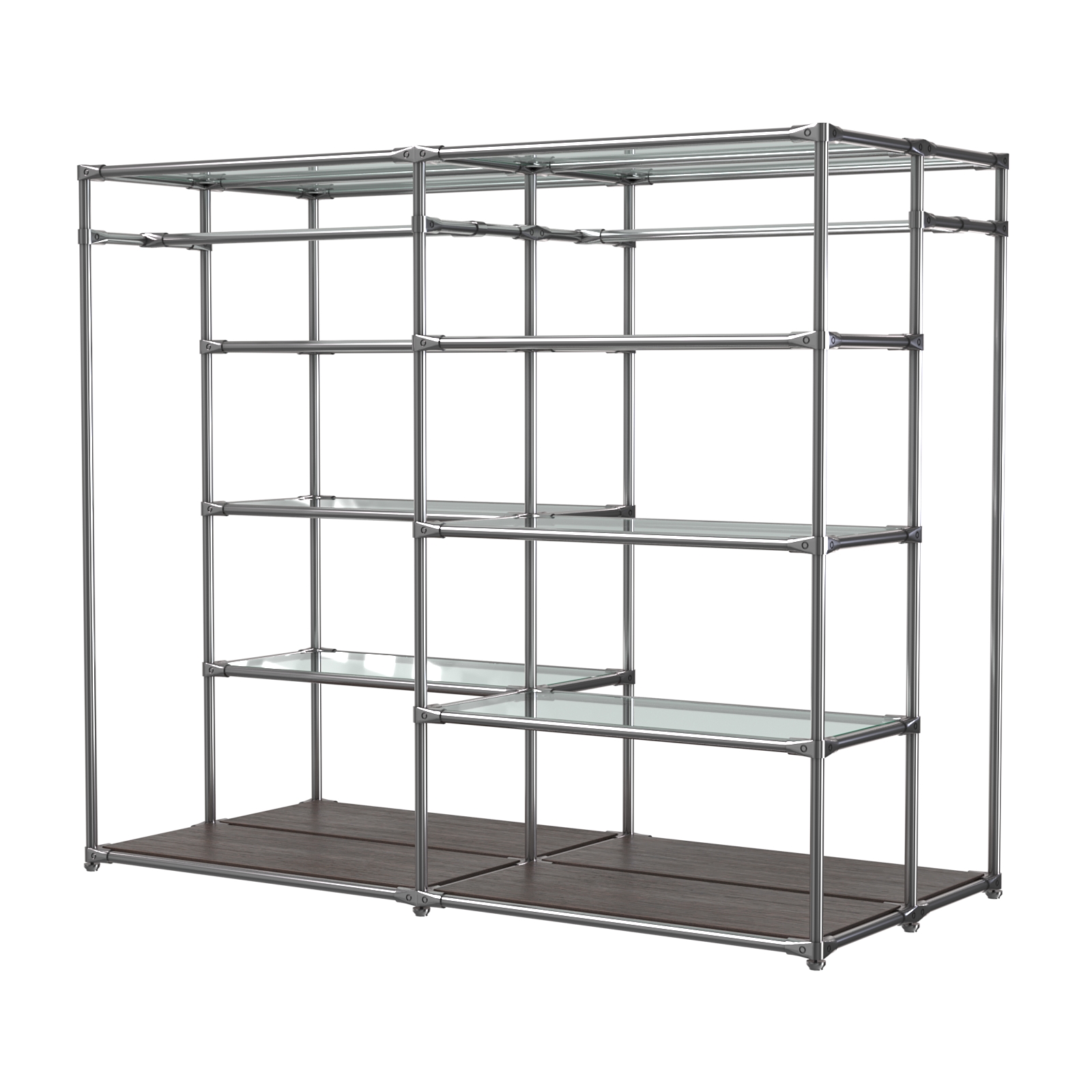 Хромированное вешало ПЛАТФОРМА №2-1 с полками стекло 6мм Дуб Венге