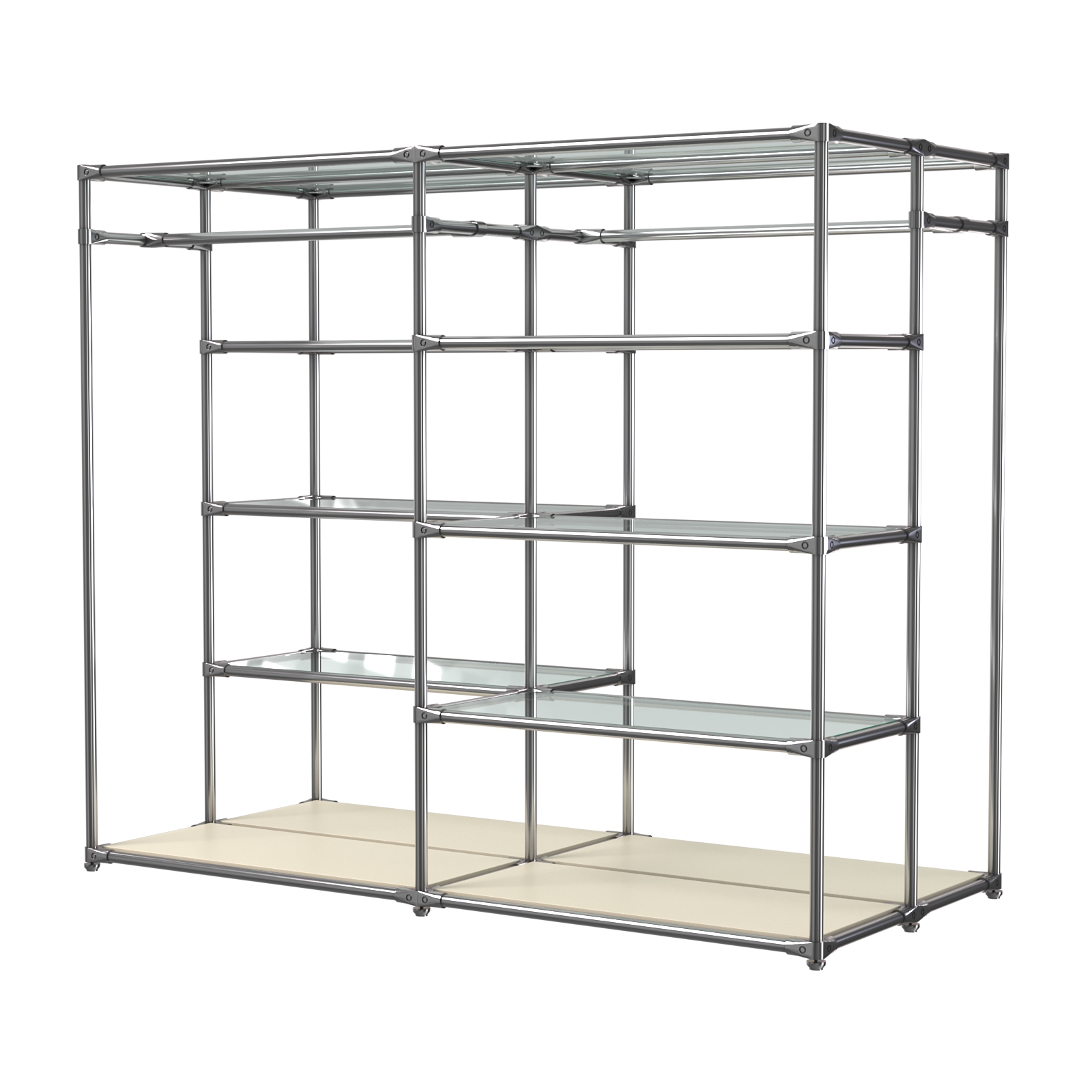 Хромированное вешало ПЛАТФОРМА №2-1 с полками стекло 6мм Крем Вайс