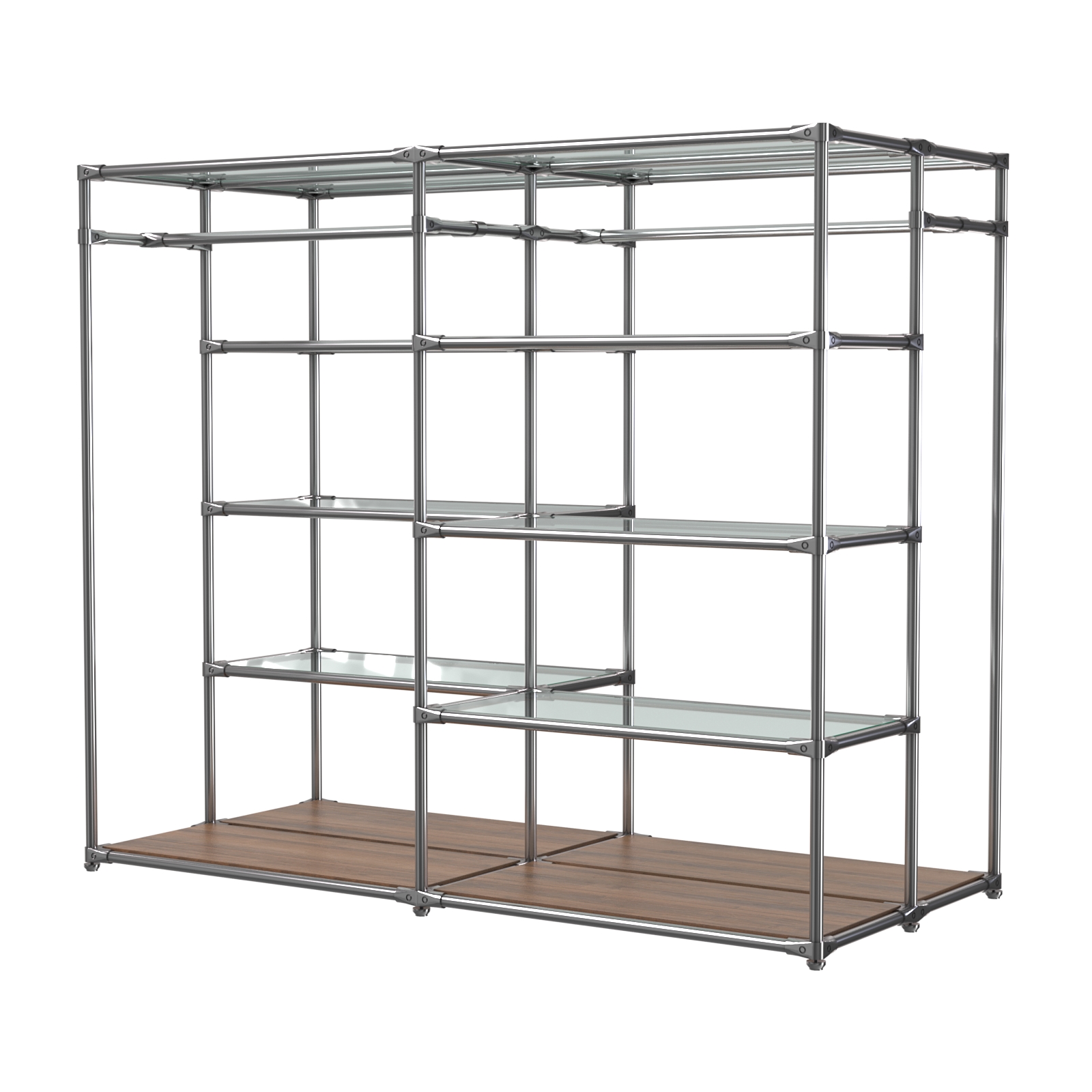 Хромированное вешало ПЛАТФОРМА №2-1 с полками стекло 6мм Орех