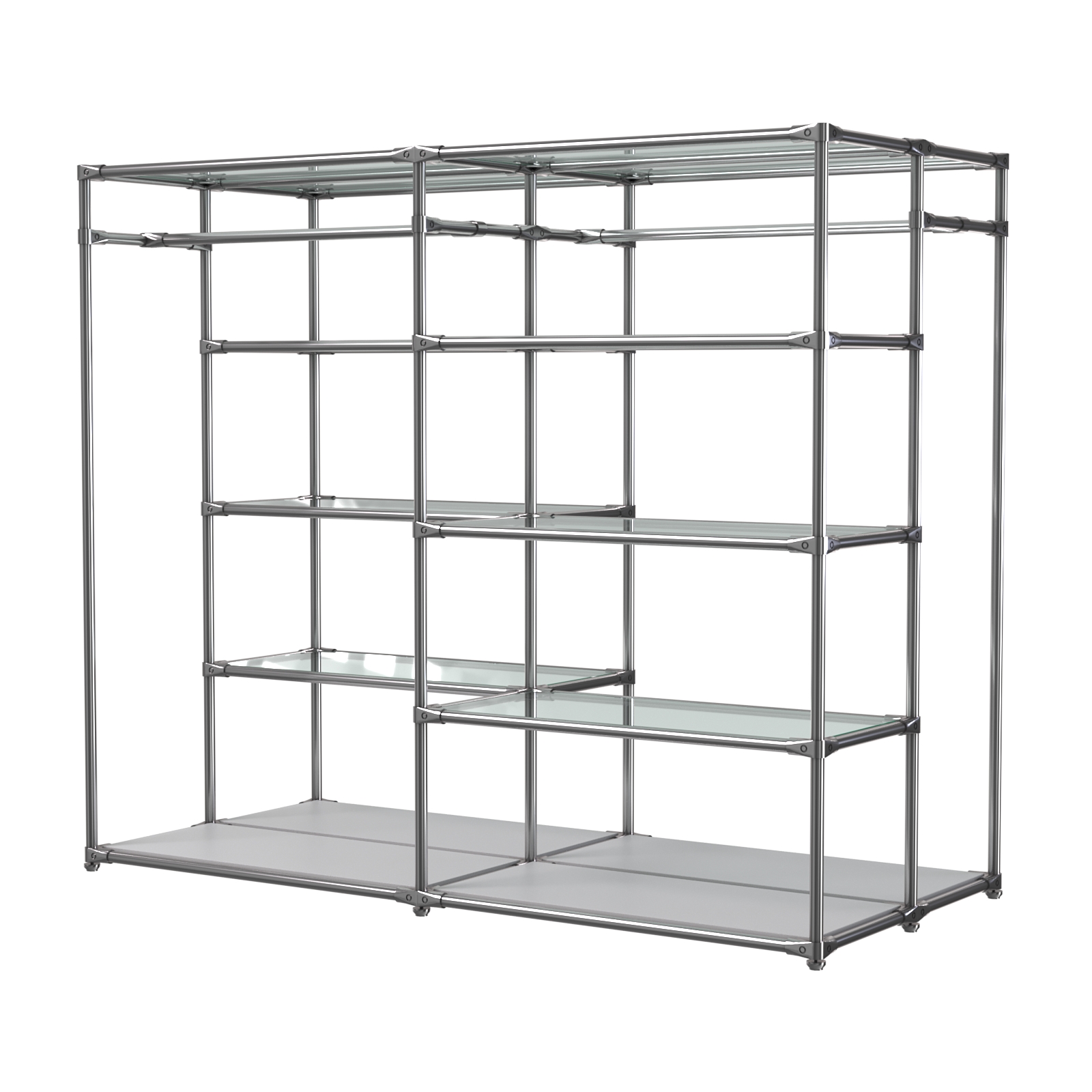 Хромированное вешало ПЛАТФОРМА №2-1 с полками стекло 6мм Серый