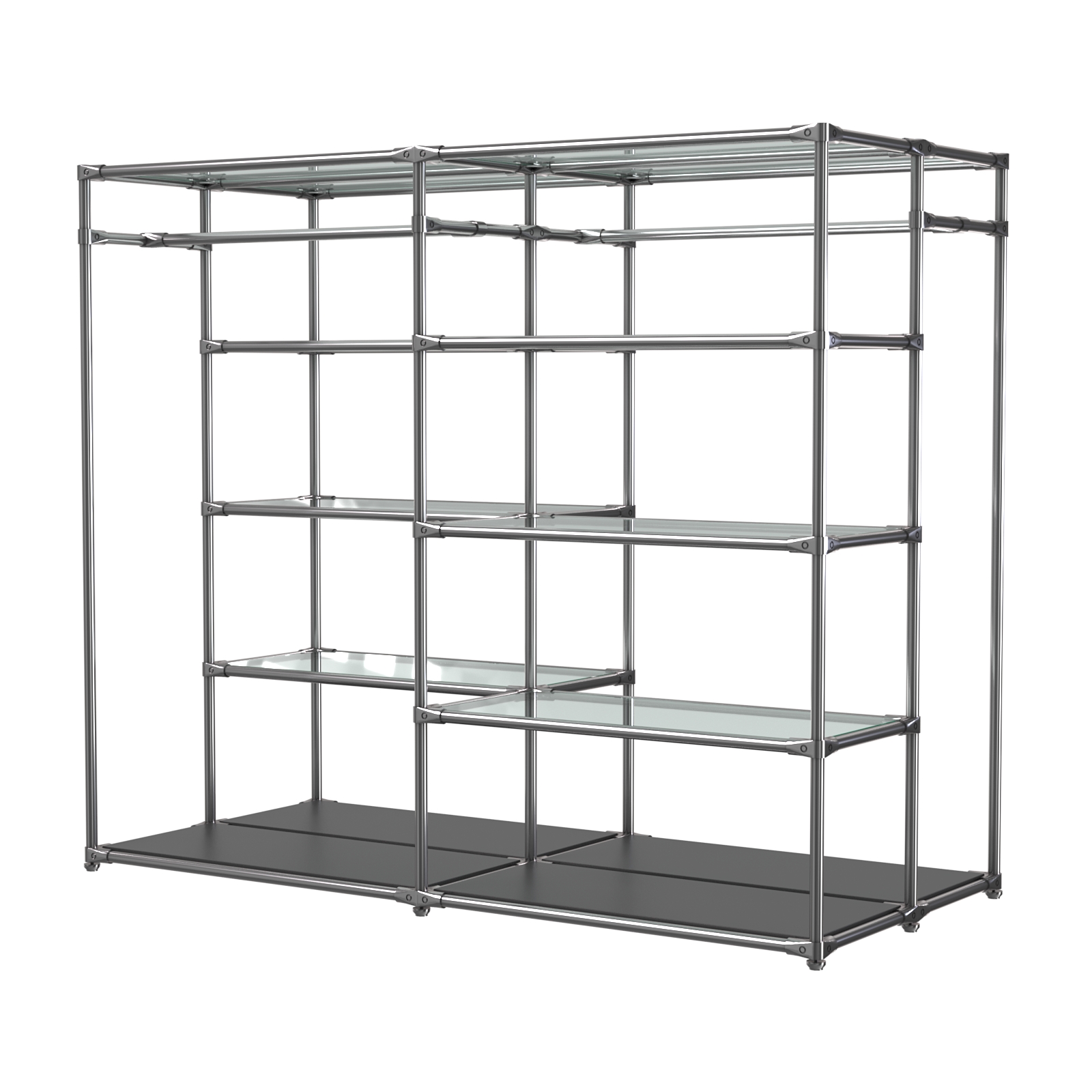 Хромированное вешало ПЛАТФОРМА №2-1 с полками стекло 6мм Черный