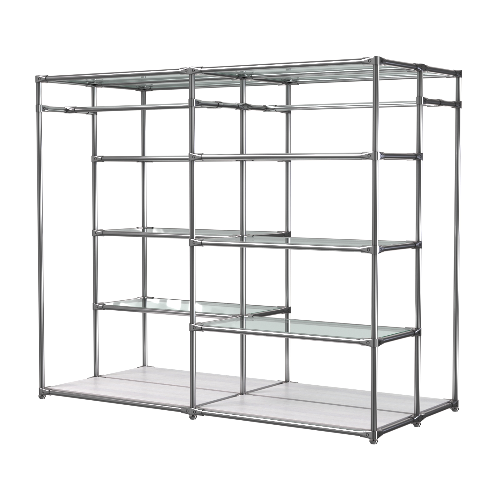 Хромированное вешало ПЛАТФОРМА №2-1 с полками стекло 6мм Ясень Анкор светлый - U31104