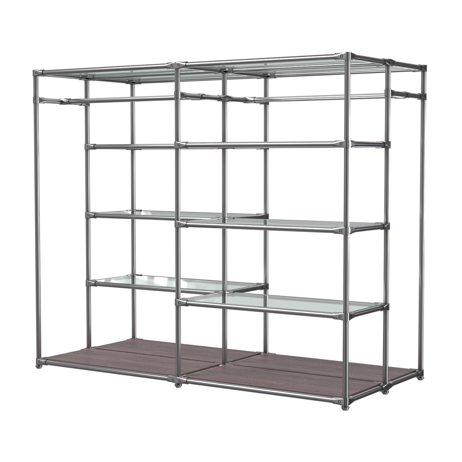 Хромированное вешало ПЛАТФОРМА №2-1 с полками стекло 6мм Ясень Анкор темный - U31105