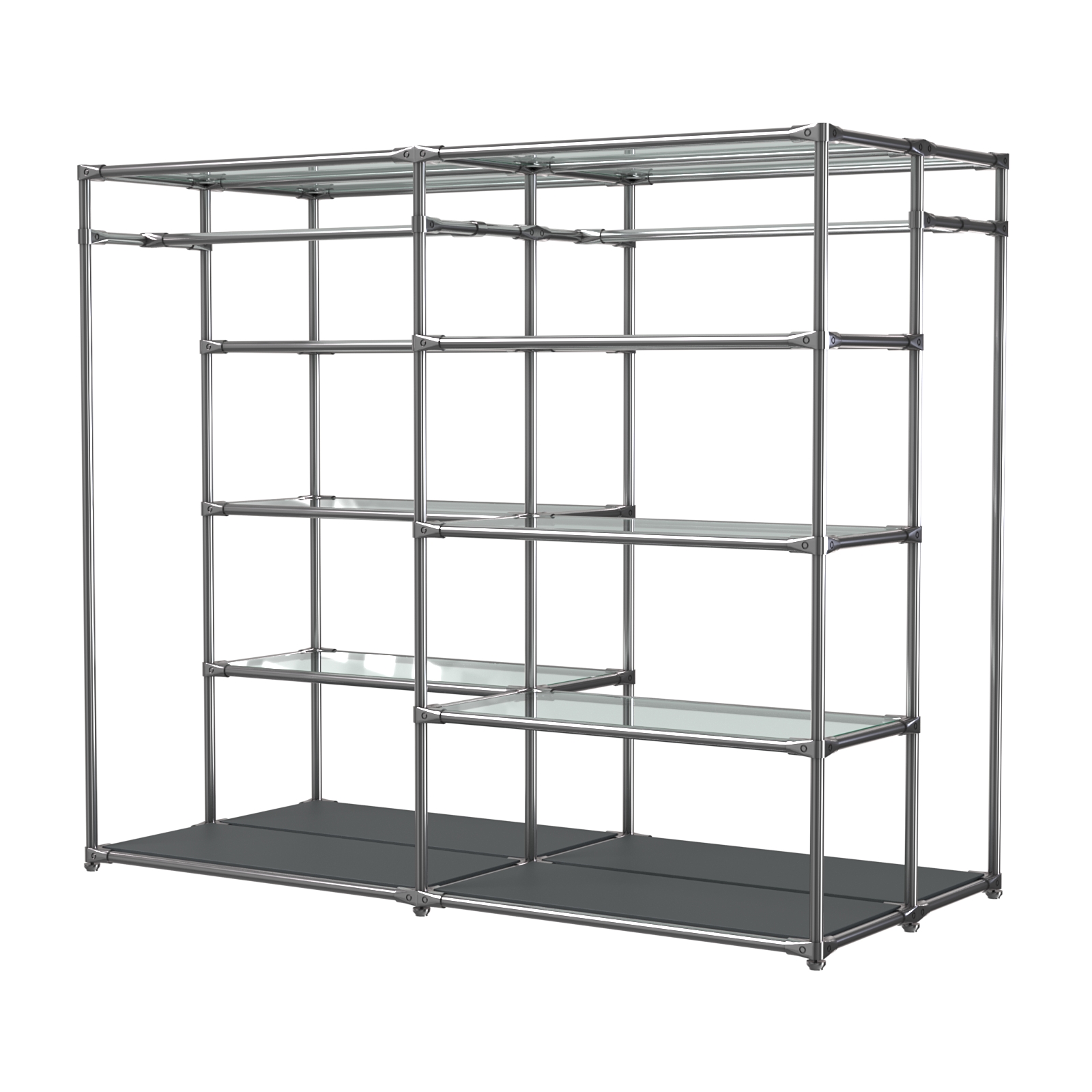 Хромированное вешало ПЛАТФОРМА №2-1 с полками стекло 6мм Антрацит