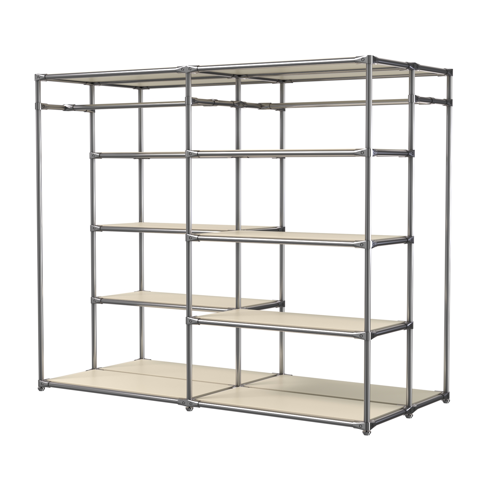 Хромированное вешало ПЛАТФОРМА №2-3 с полками ДСП 16мм Крем Вайс