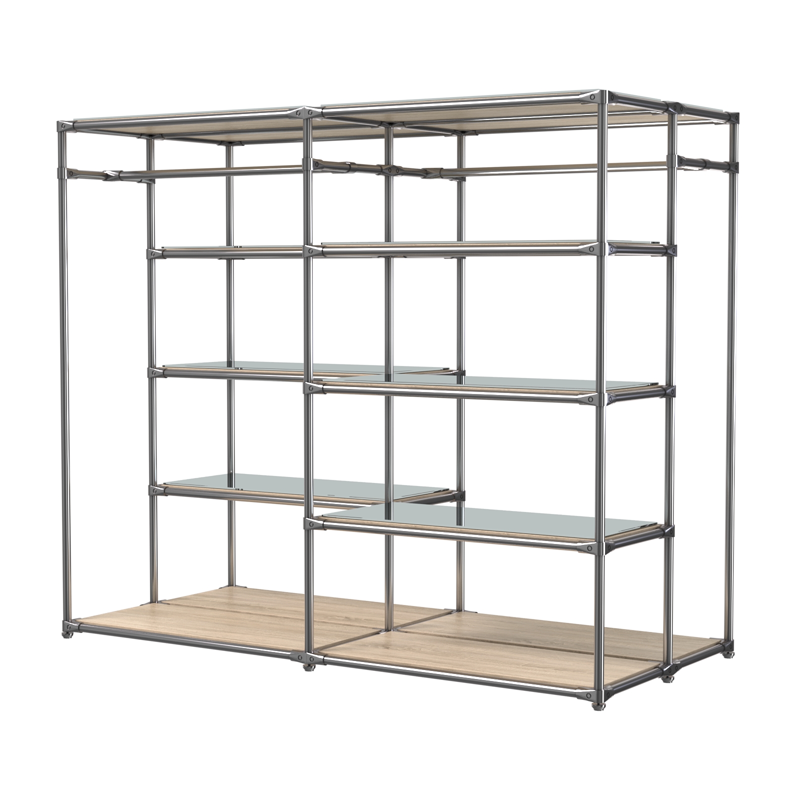 Хромированное вешало ПЛАТФОРМА №2-4 с зеркальными полками 4мм Дуб Сонома