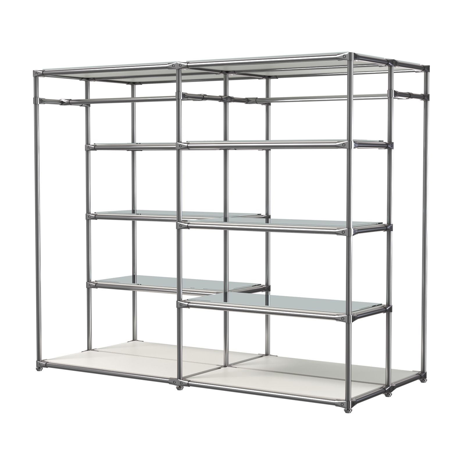 Хромированное вешало ПЛАТФОРМА №2-4 с зеркальными полками 4мм Белый