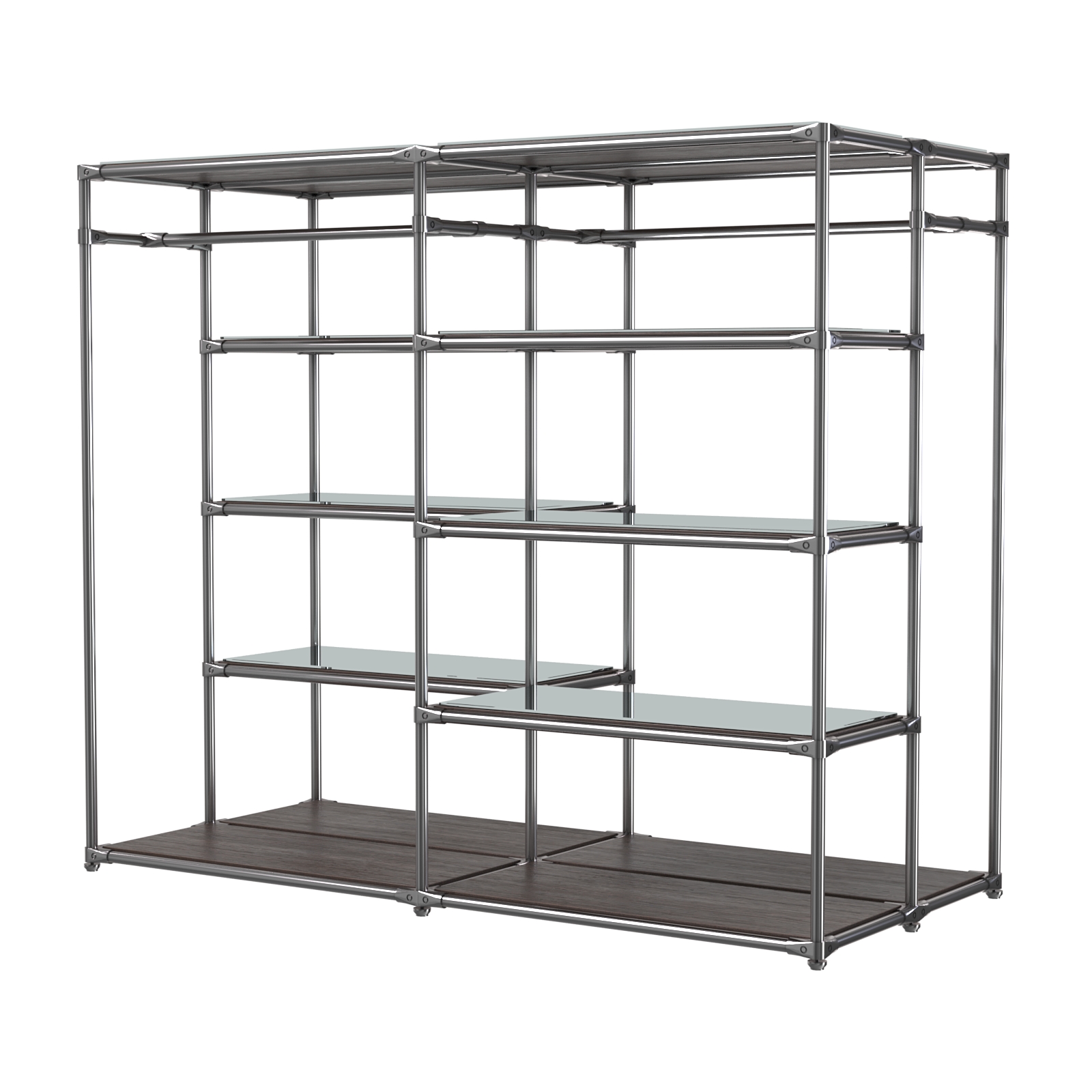 Хромированное вешало ПЛАТФОРМА №2-4 с зеркальными полками 4мм Дуб Венге