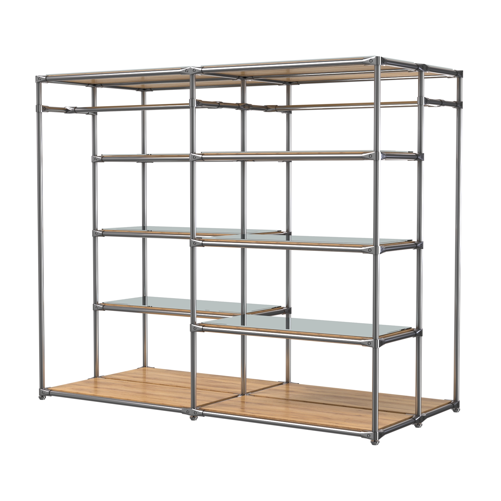 Хромированное вешало ПЛАТФОРМА №2-4 с зеркальными полками 4мм Дуб Золотистый