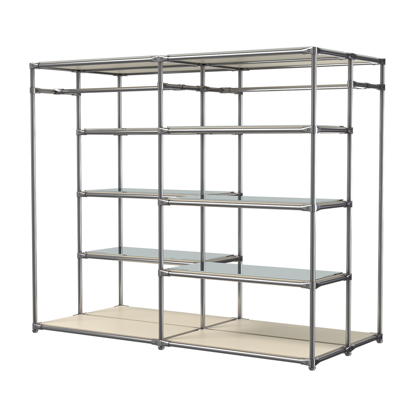 Хромированное вешало ПЛАТФОРМА №2-4 с зеркальными полками 4мм Крем Вайс