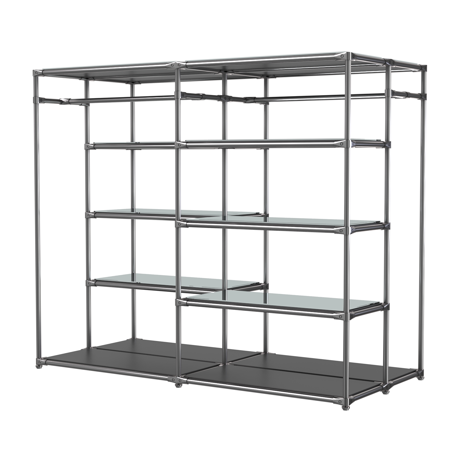 Хромированное вешало ПЛАТФОРМА №2-4 с зеркальными полками 4мм Черный