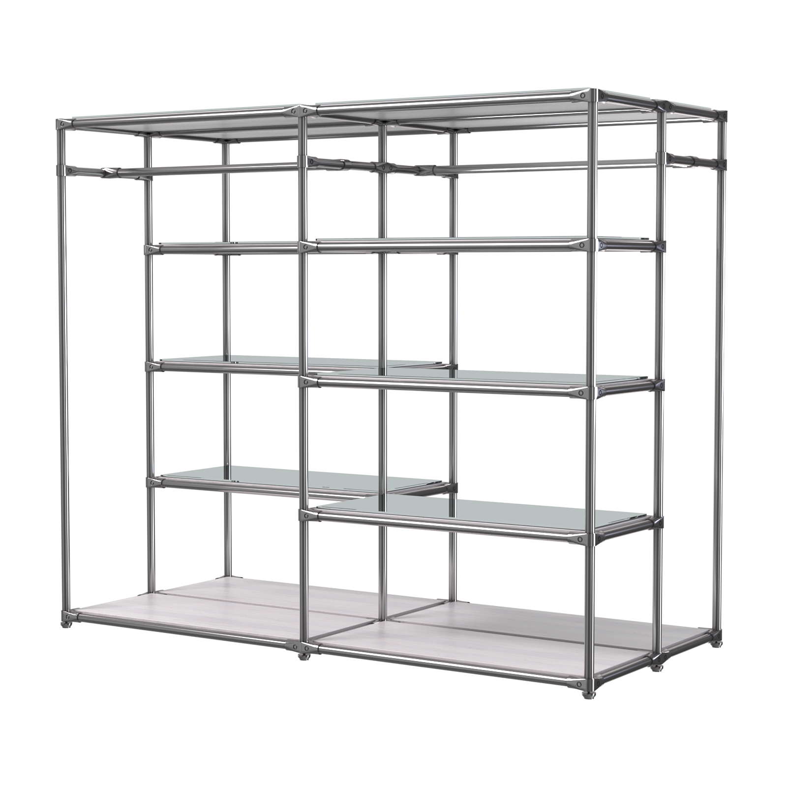 Хромированное вешало ПЛАТФОРМА №2-4 с зеркальными полками 4мм Ясень Анкор светлый - U31104