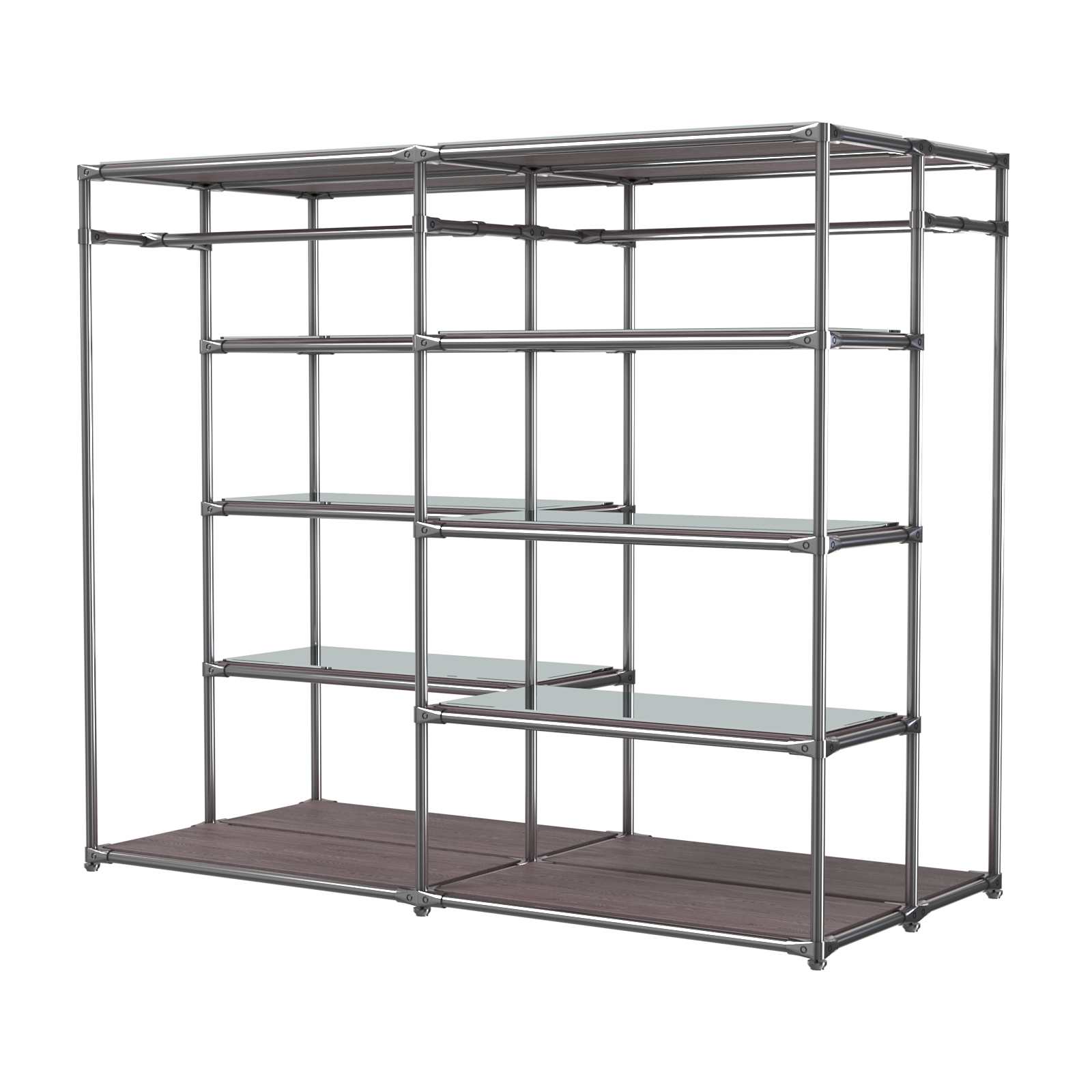 Хромированное вешало ПЛАТФОРМА №2-4 с зеркальными полками 4мм Ясень Анкор темный - U31105