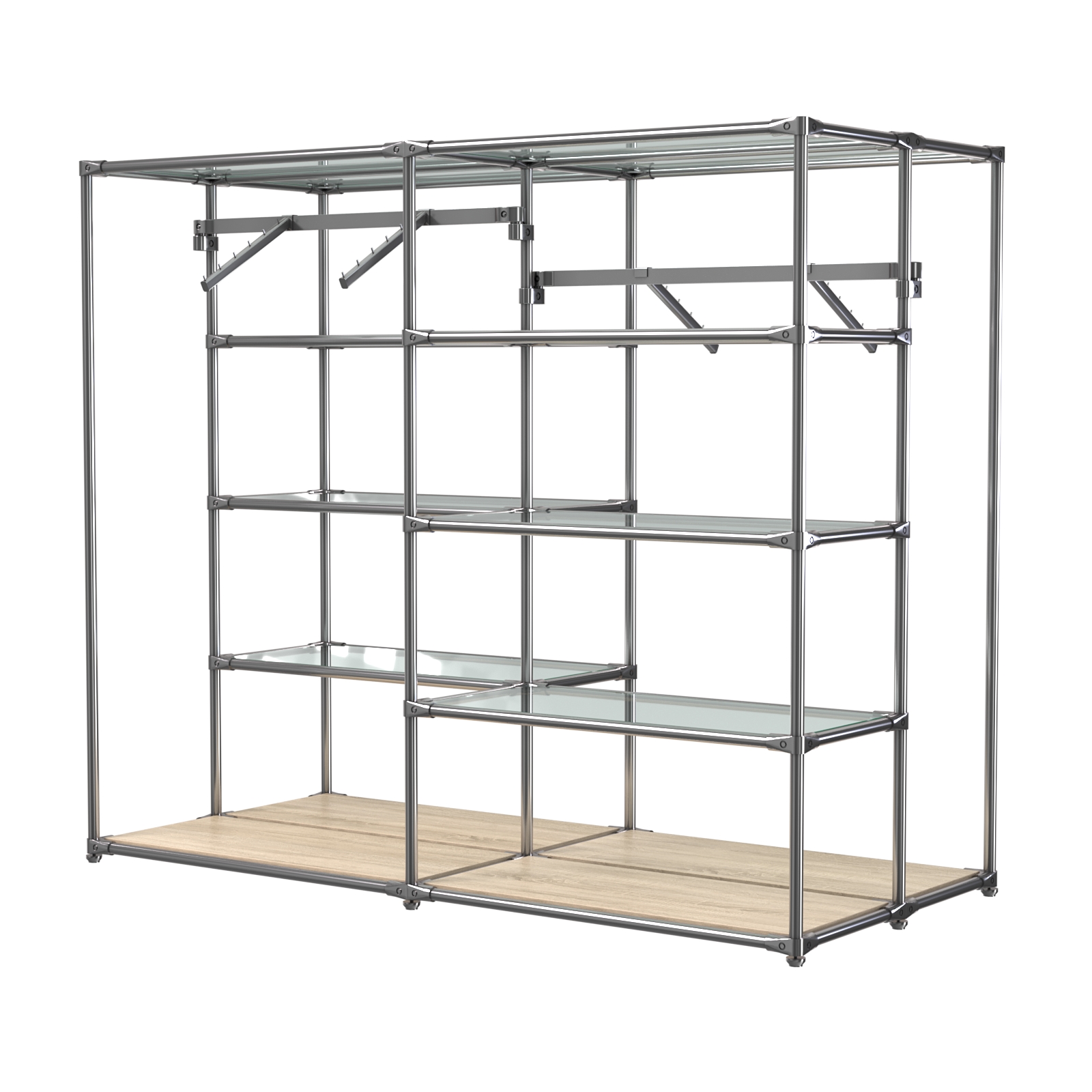 Хромированное вешало ПЛАТФОРМА №3-1 с полками стекло 6мм Дуб Сонома