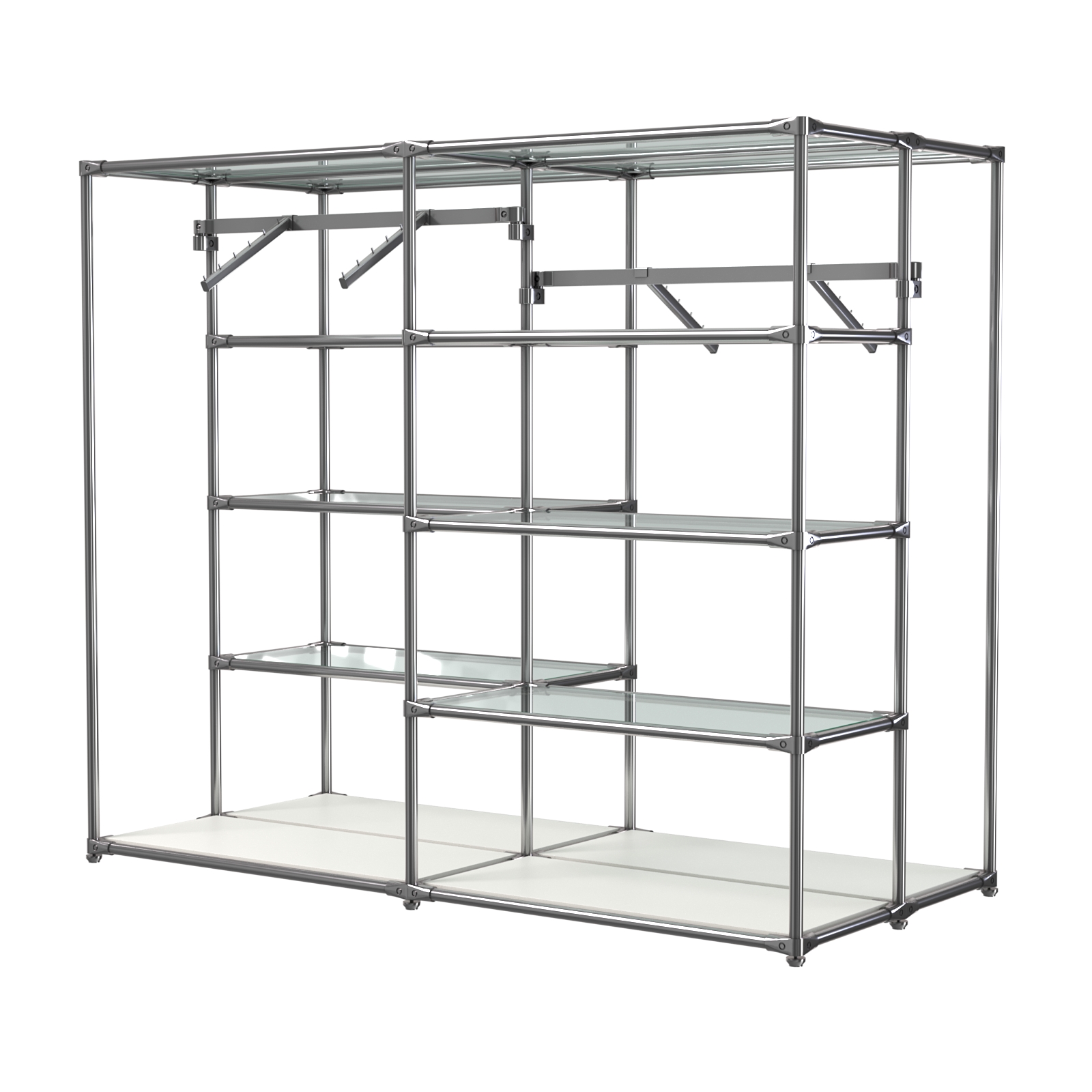 Хромированное вешало ПЛАТФОРМА №3-1 с полками стекло 6мм Белый