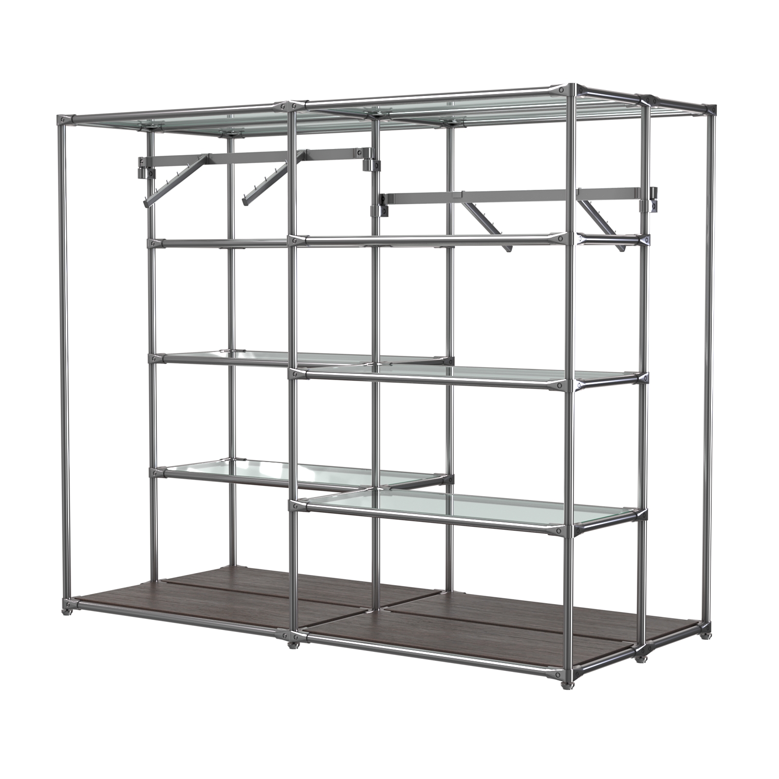 Хромированное вешало ПЛАТФОРМА №3-1 с полками стекло 6мм Дуб Венге