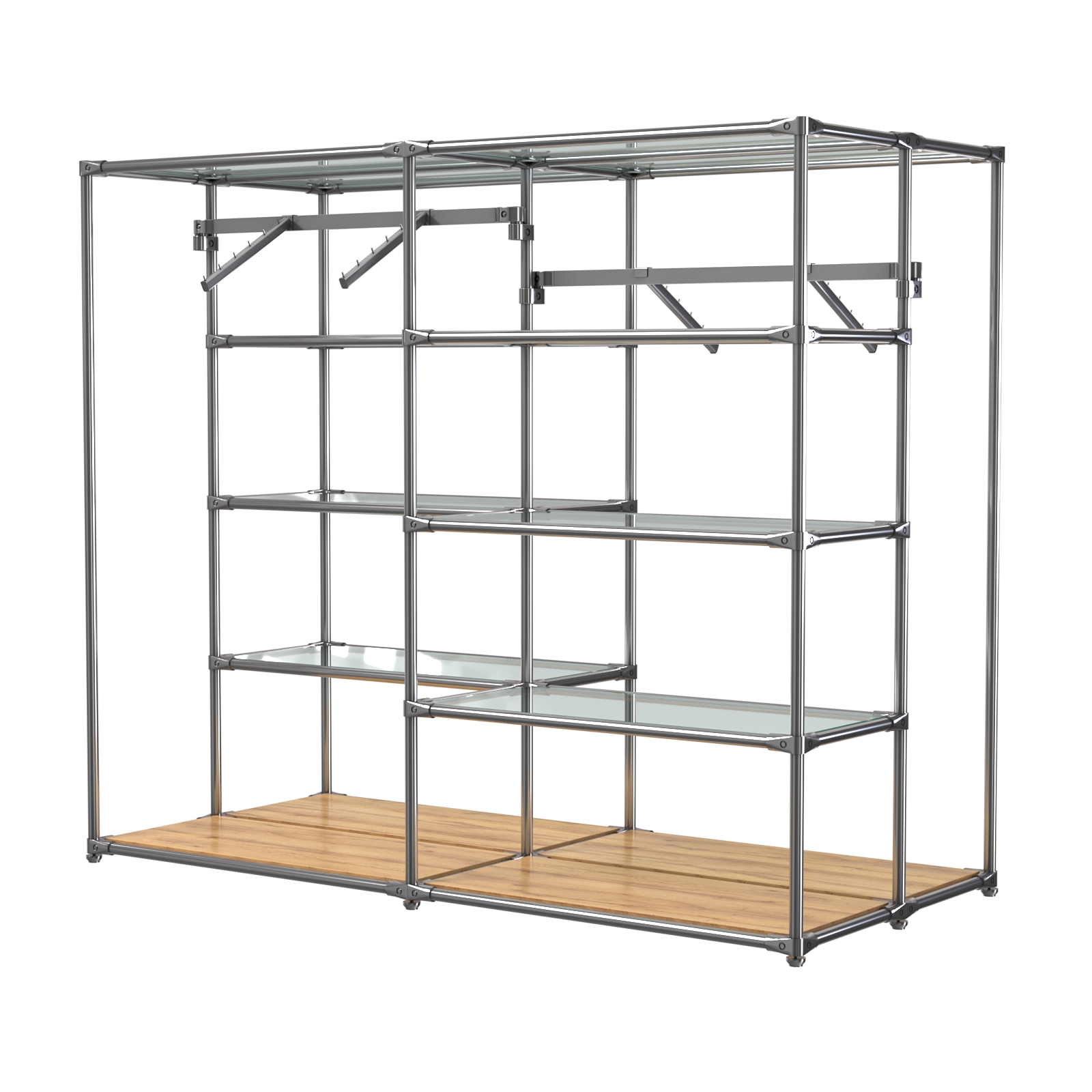 Хромированное вешало ПЛАТФОРМА №3-1 с полками стекло 6мм Дуб Золотистый