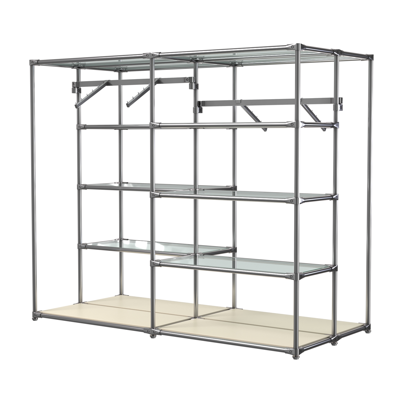 Хромированное вешало ПЛАТФОРМА №3-1 с полками стекло 6мм Крем Вайс