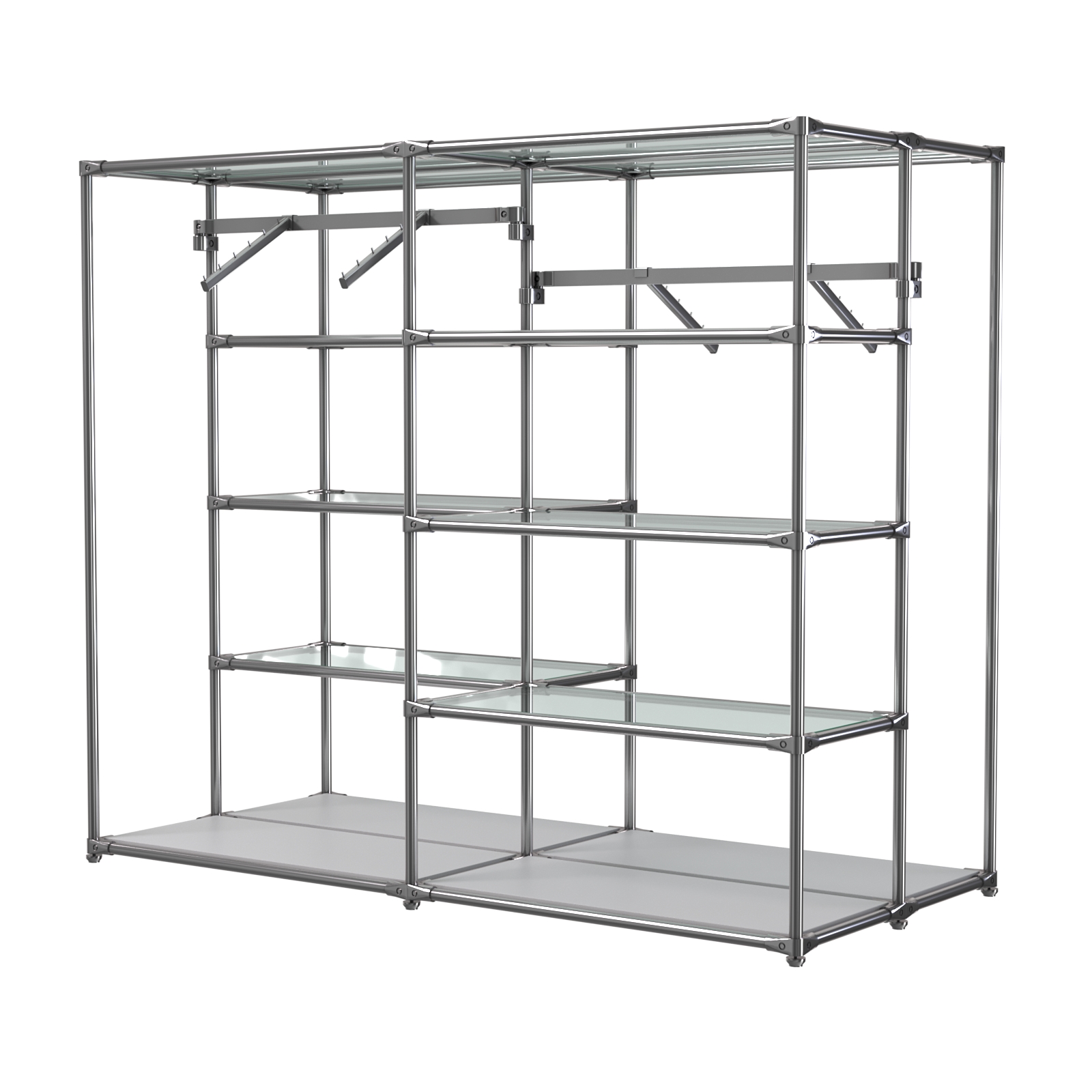 Хромированное вешало ПЛАТФОРМА №3-1 с полками стекло 6мм Серый