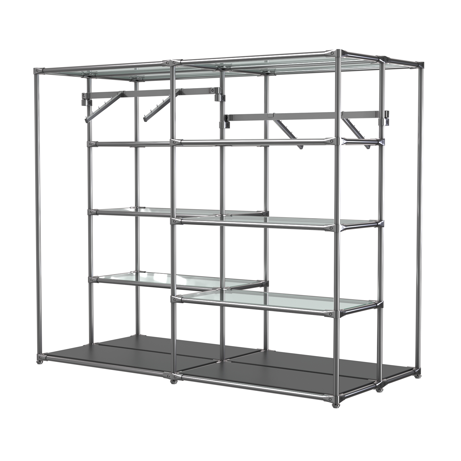 Хромированное вешало ПЛАТФОРМА №3-1 с полками стекло 6мм Черный