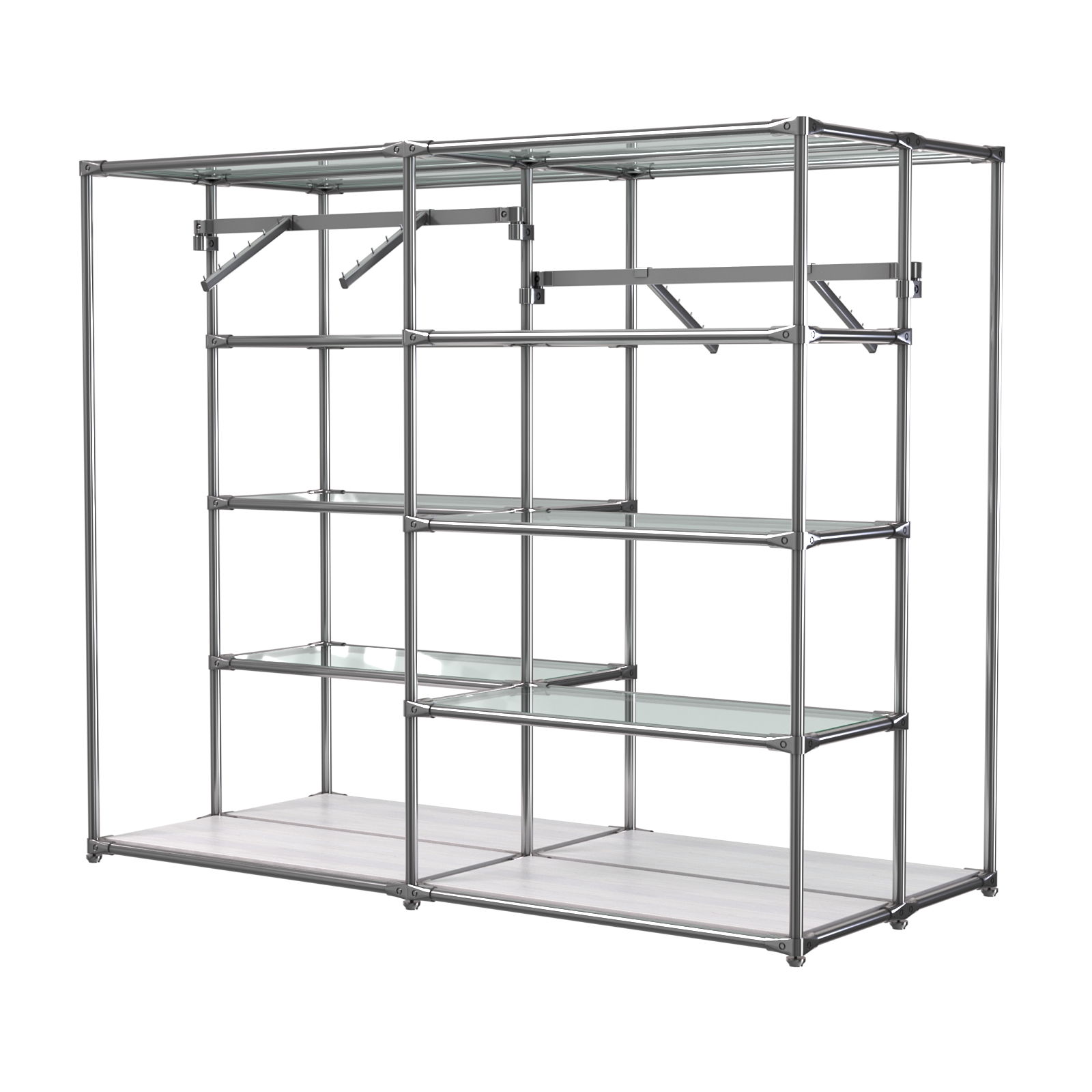 Хромированное вешало ПЛАТФОРМА №3-1 с полками стекло 6мм Ясень Анкор светлый - U31104