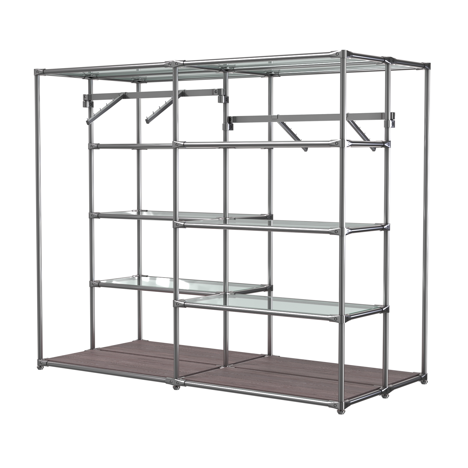 Хромированное вешало ПЛАТФОРМА №3-1 с полками стекло 6мм Ясень Анкор темный - U31105