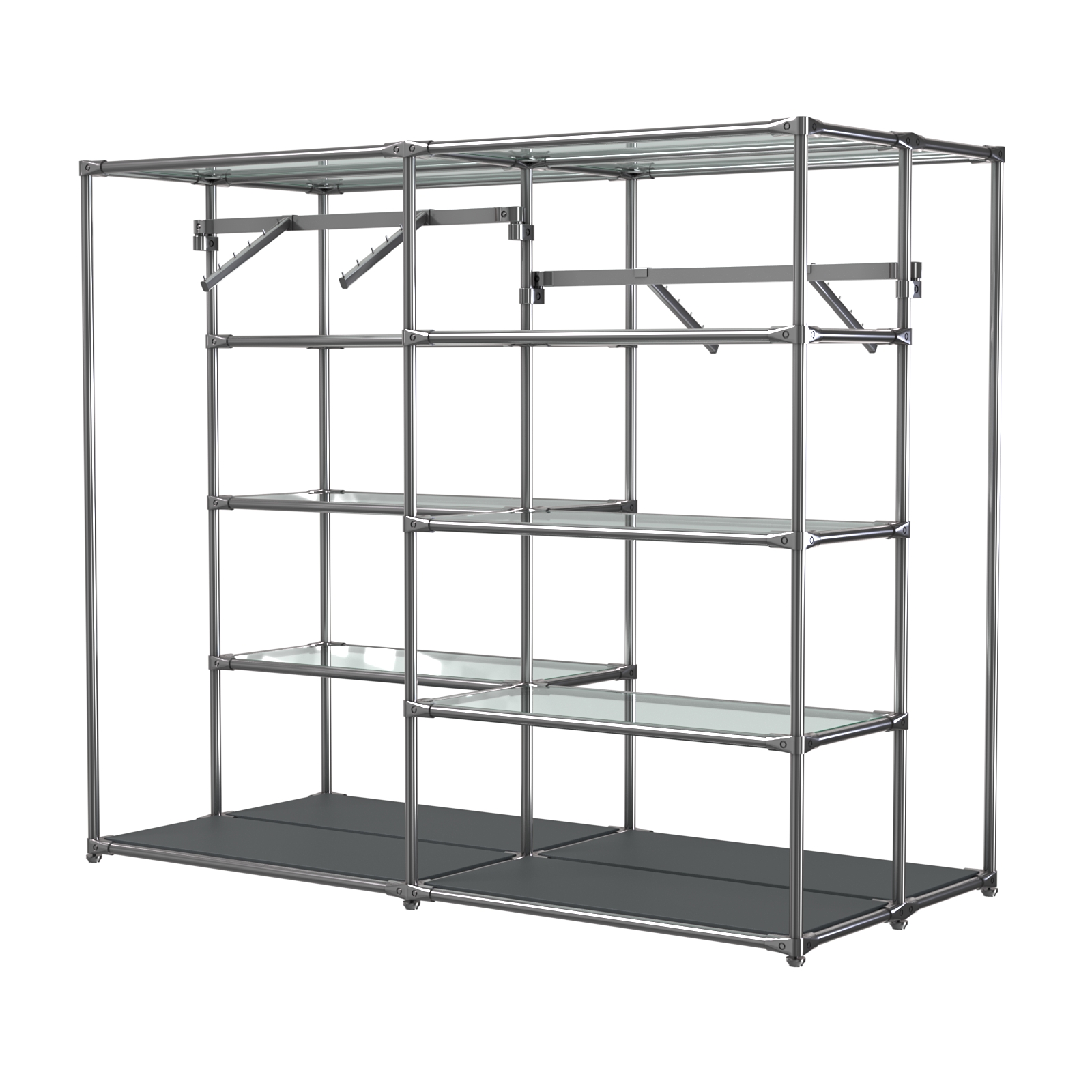 Хромированное вешало ПЛАТФОРМА №3-1 с полками стекло 6мм Антрацит