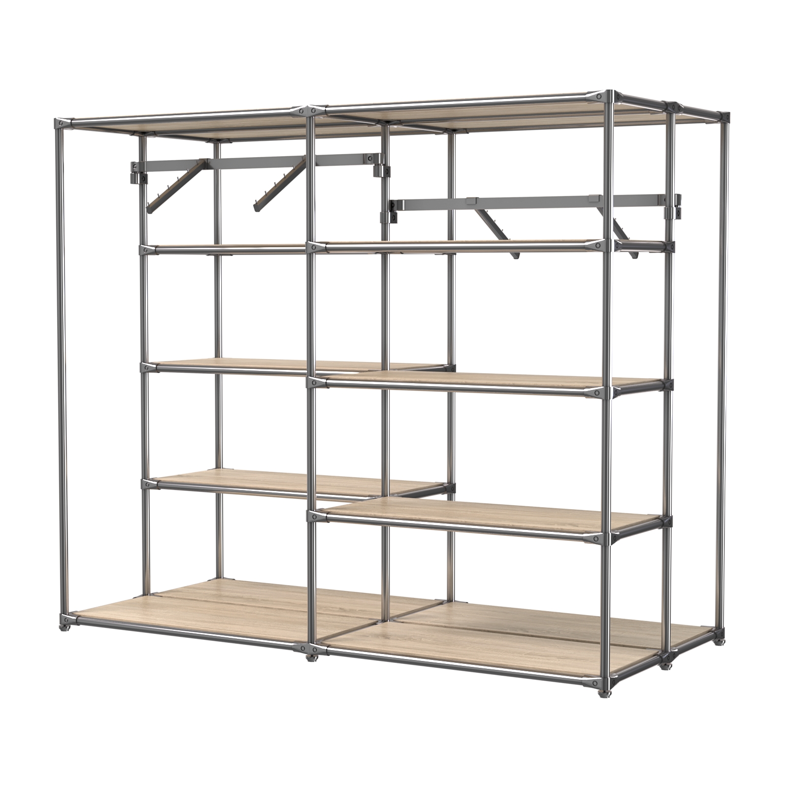 Хромированное вешало ПЛАТФОРМА №3-3 с полками ДСП 16мм Дуб Сонома