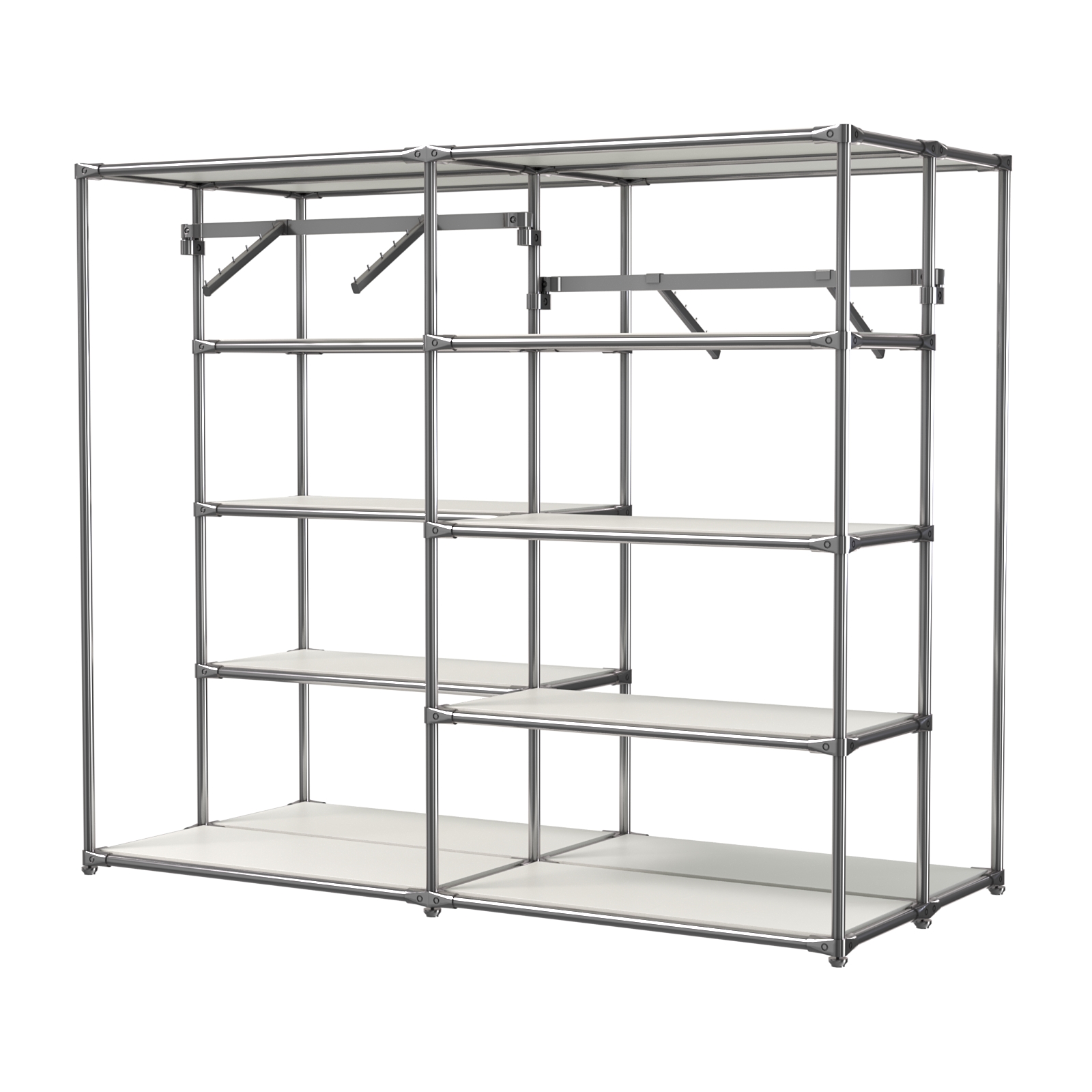 Хромированное вешало ПЛАТФОРМА №3-3 с полками ДСП 16мм Белый