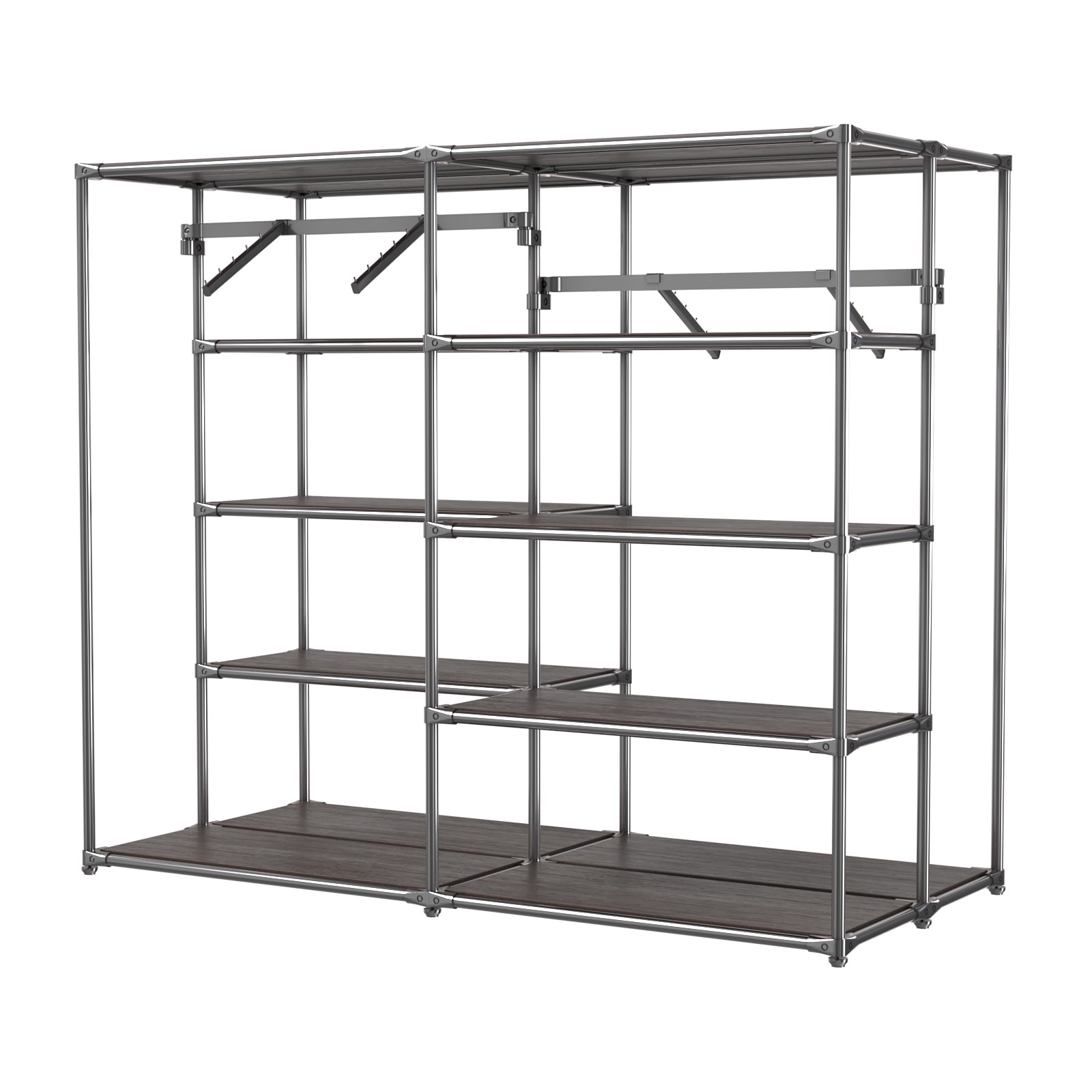 Хромированное вешало ПЛАТФОРМА №3-3 с полками ДСП 16мм Дуб Венге