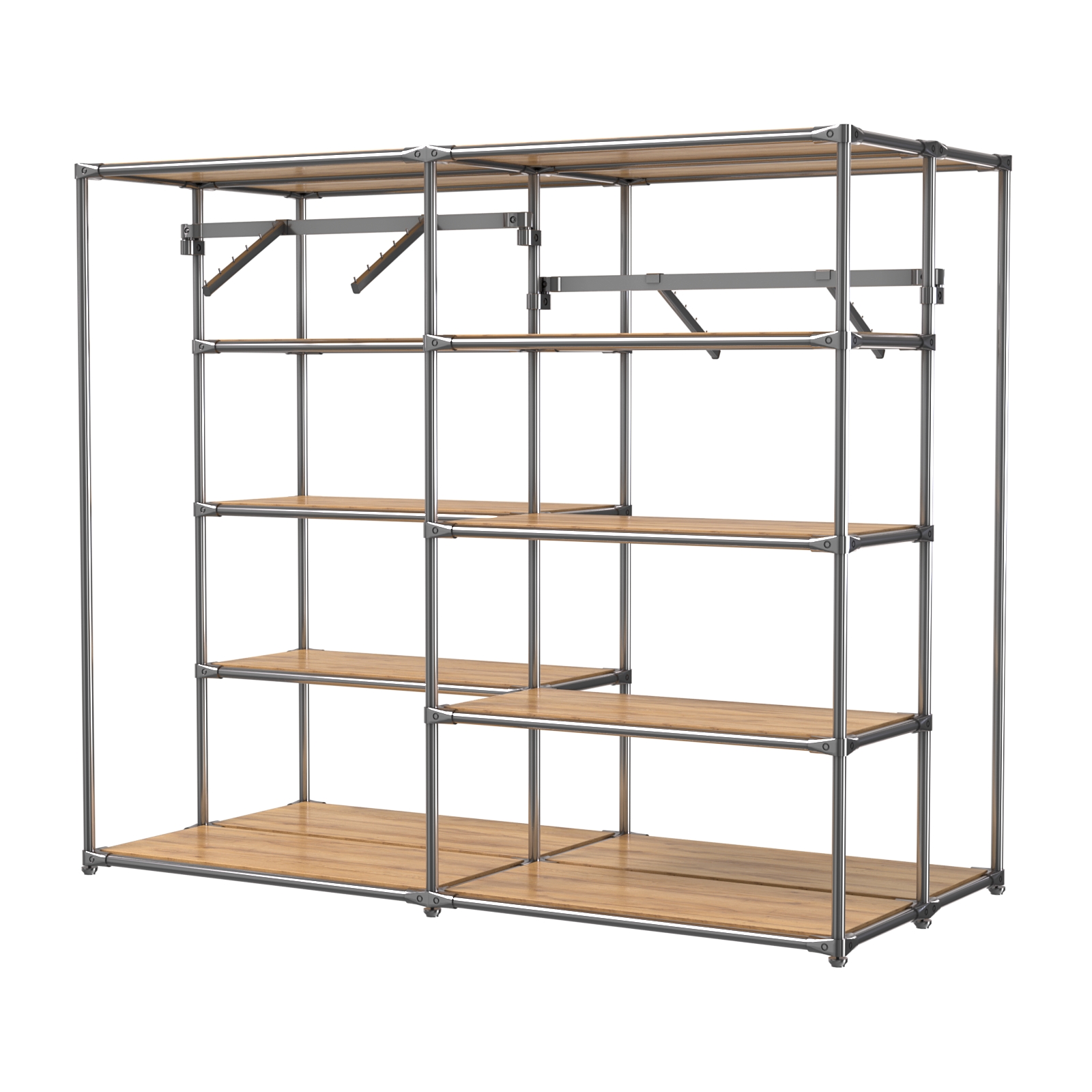 Хромированное вешало ПЛАТФОРМА №3-3 с полками ДСП 16мм Дуб Золотистый