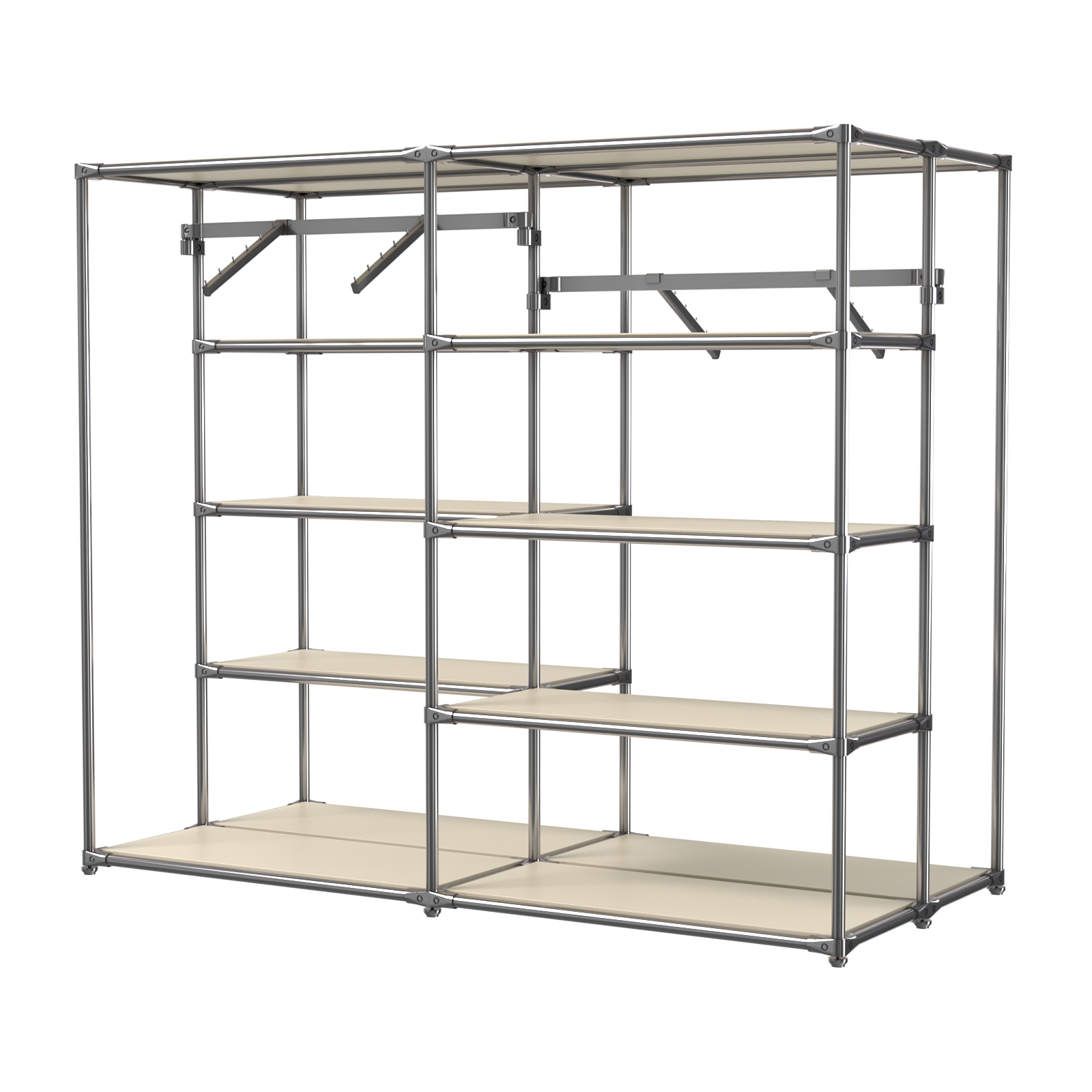 Хромированное вешало ПЛАТФОРМА №3-3 с полками ДСП 16мм Крем Вайс