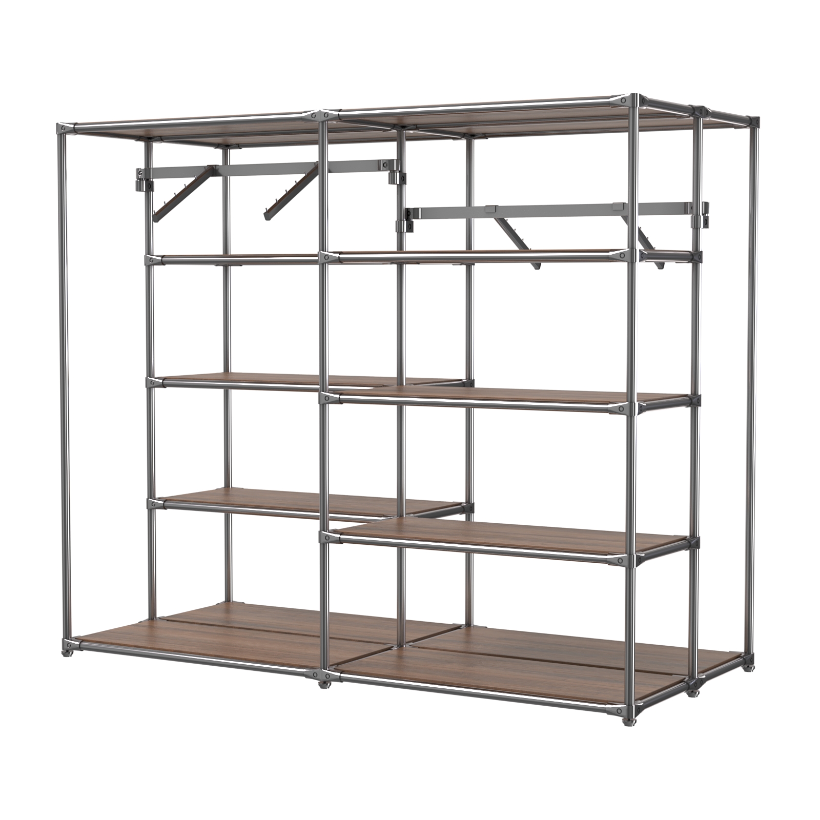 Хромированное вешало ПЛАТФОРМА №3-3 с полками ДСП 16мм Орех