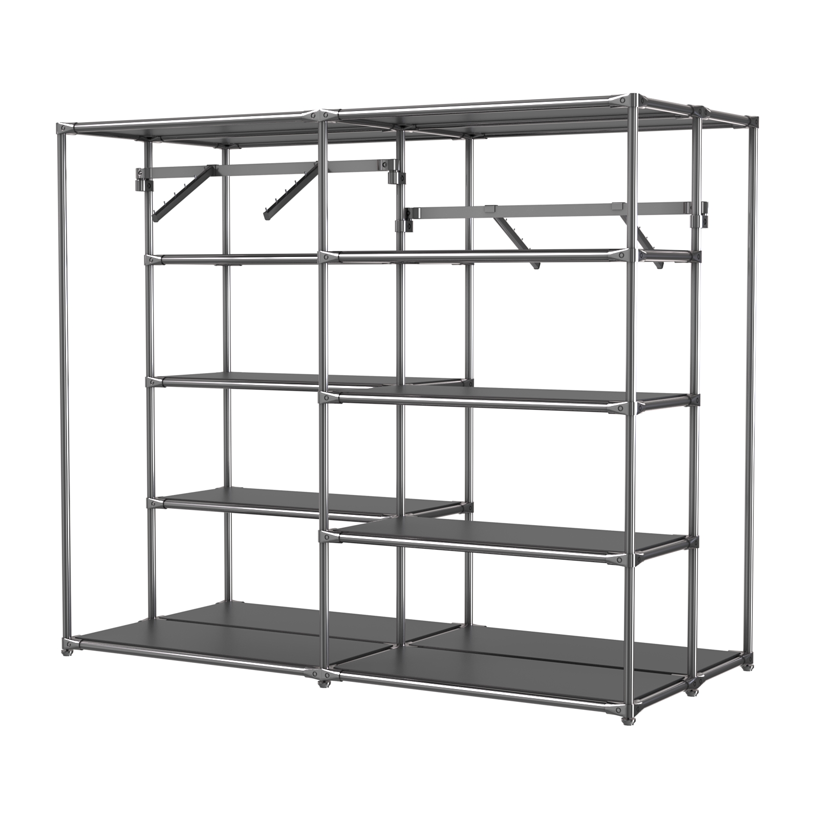 Хромированное вешало ПЛАТФОРМА №3-3 с полками ДСП 16мм Черный