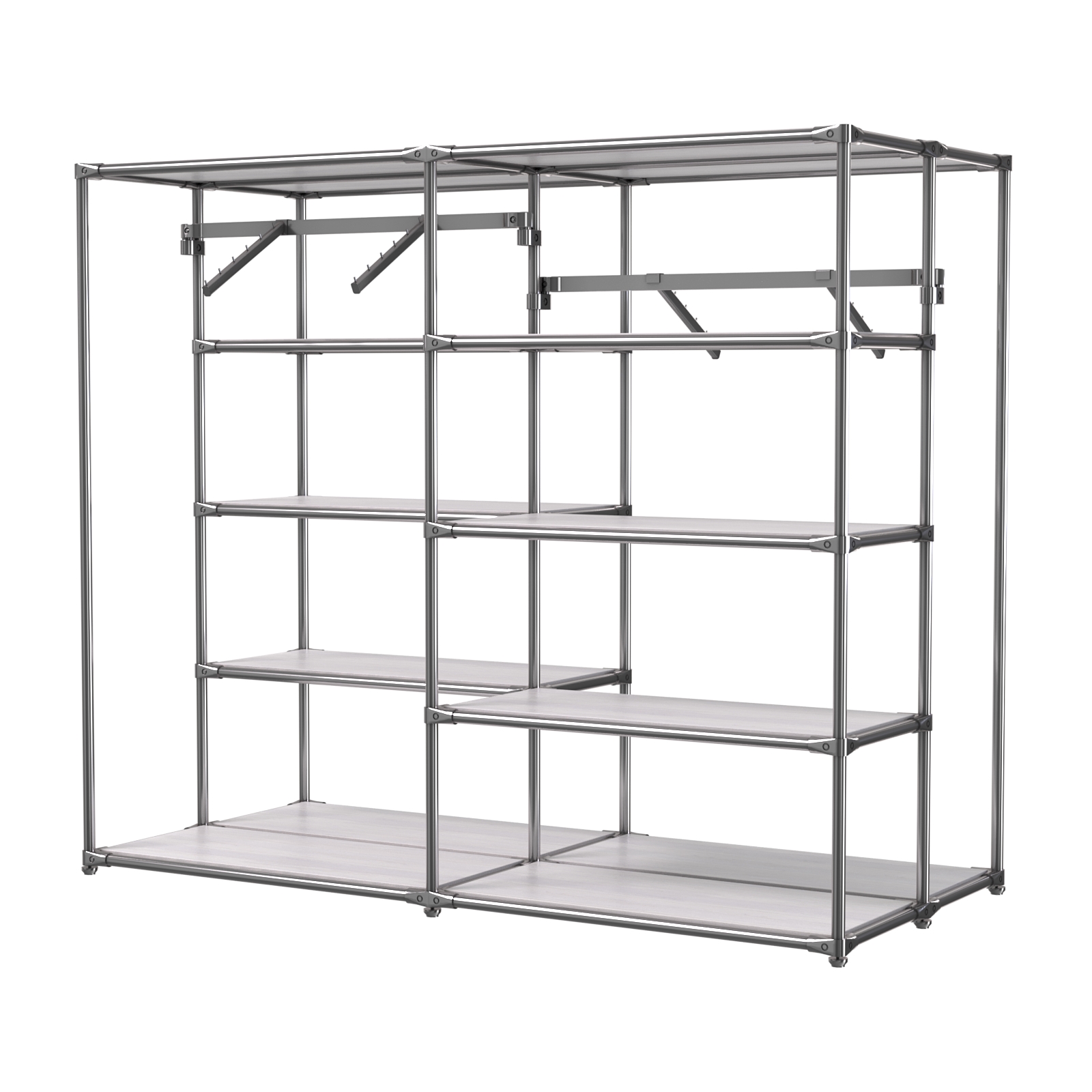 Хромированное вешало ПЛАТФОРМА №3-3 с полками ДСП 16мм Ясень Анкор светлый - U31104